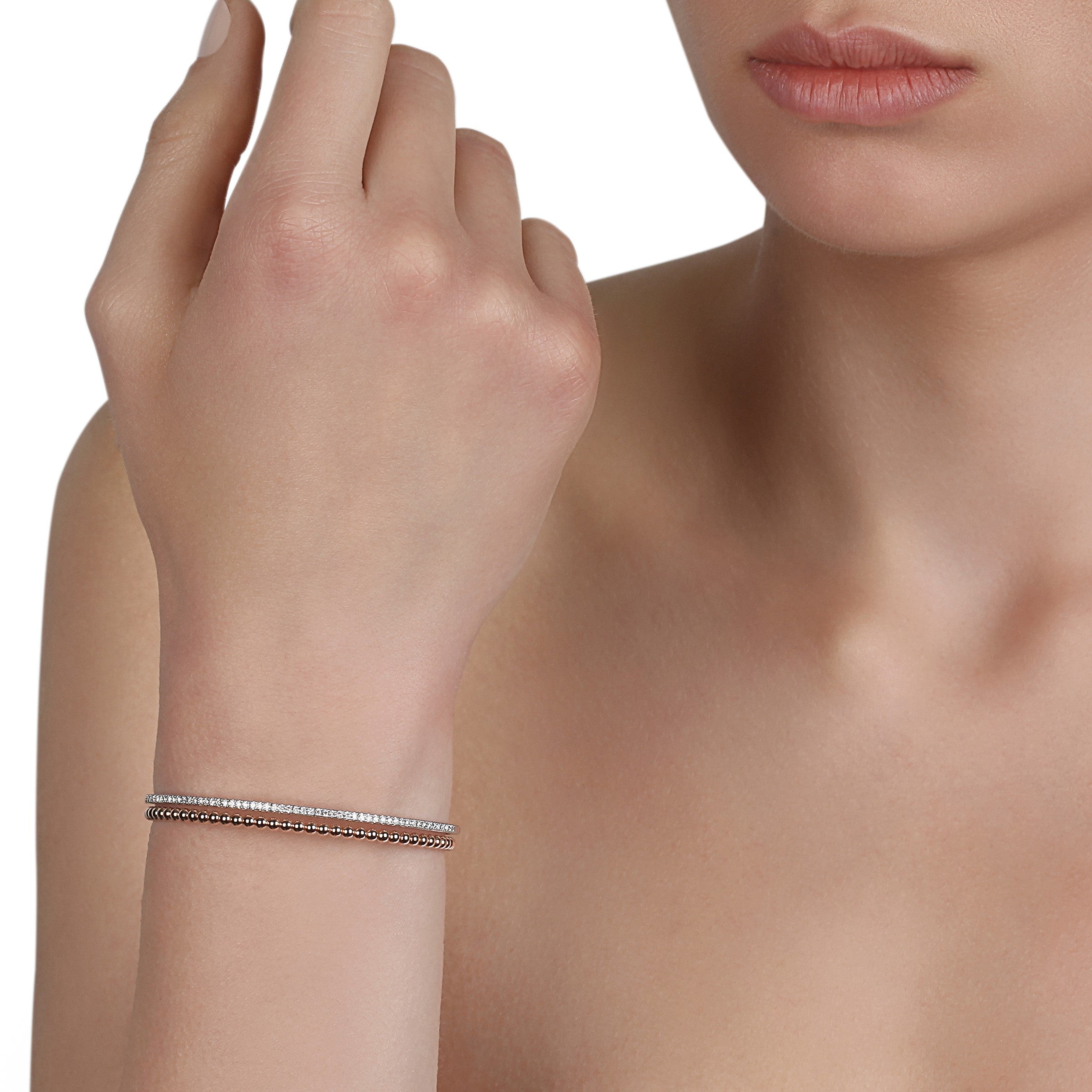 Two-Tone & Diamond Double Bangle | Jewelry online