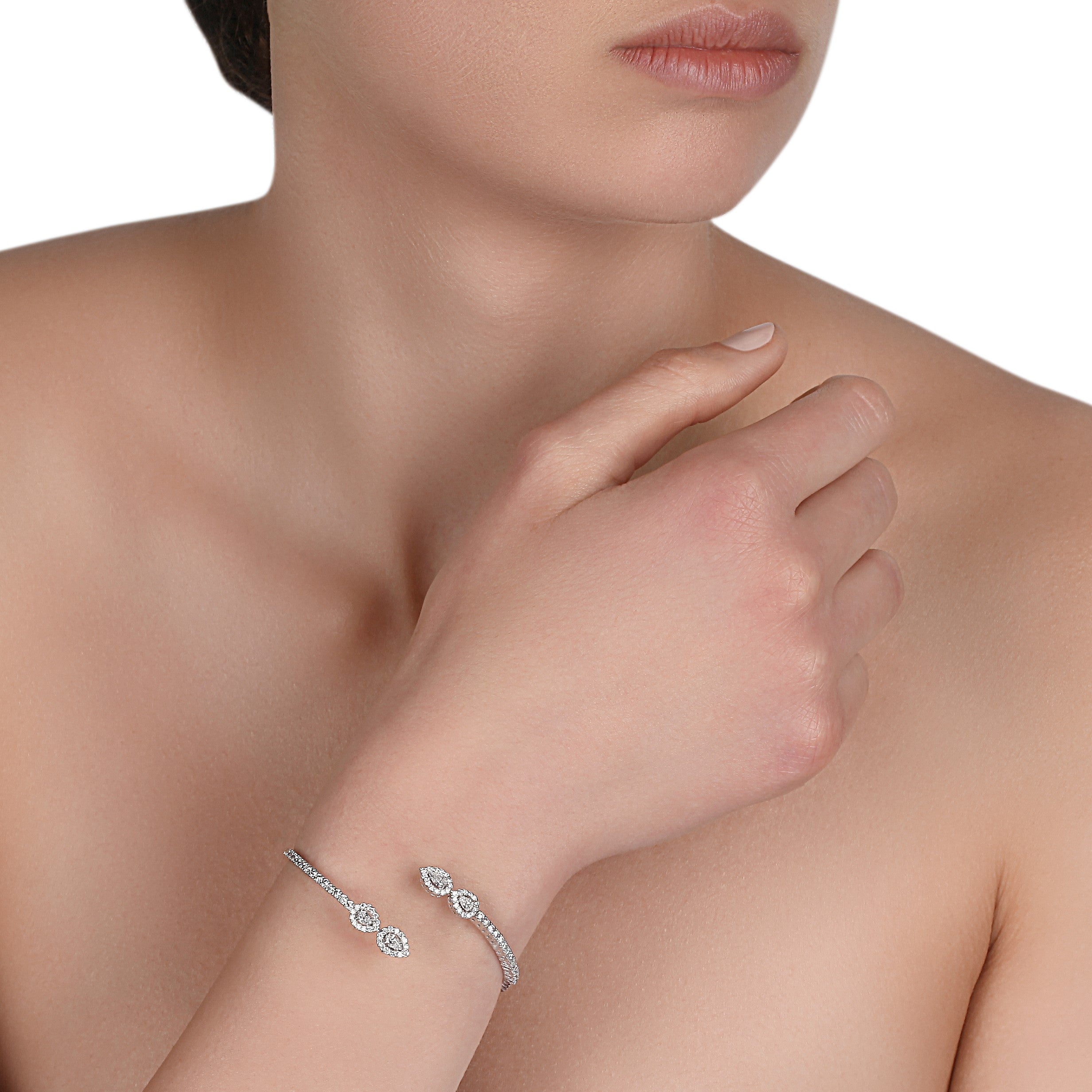 Double Pear Shape Full Diamond Cuff | Bracelets Online