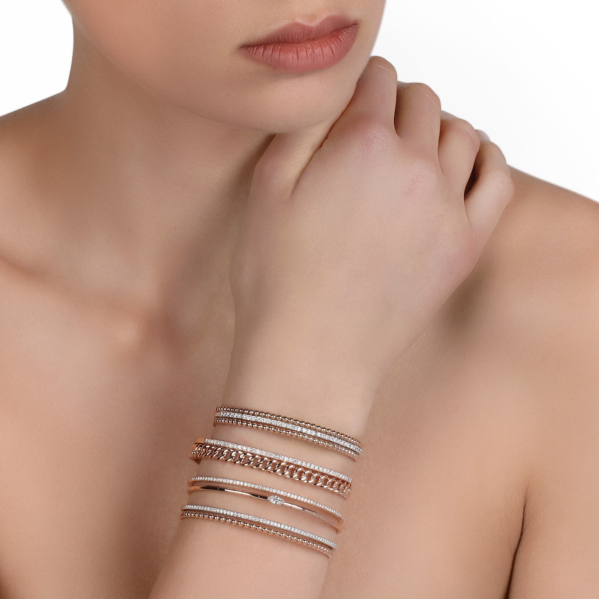 Triple Layer Rose Gold & Diamond Cuff | Diamond sets 