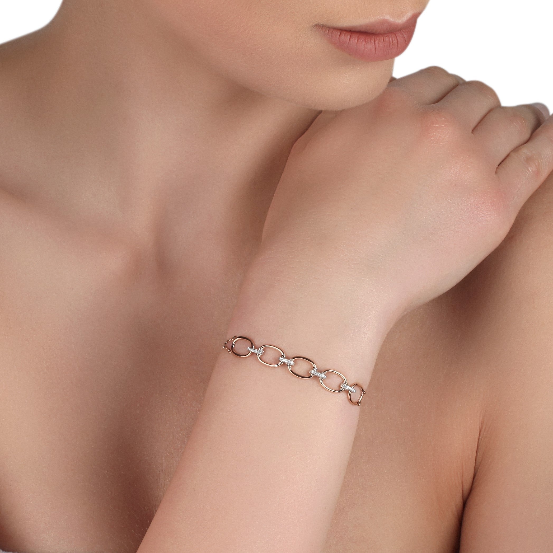 Two-Tone Chain Diamond Bracelet | Online Diamond Store