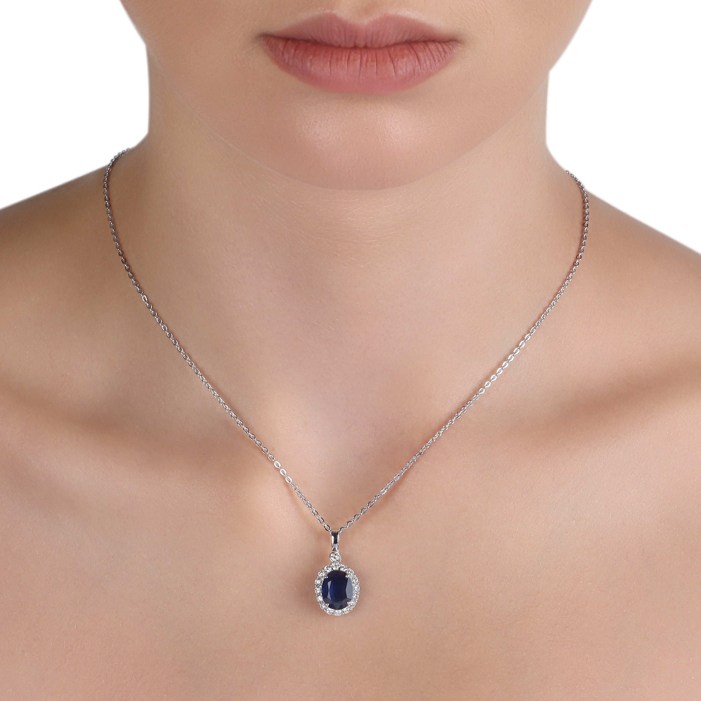 Sapphire & Diamond Frame Necklace | Diamond Necklace | Necklaces For Women