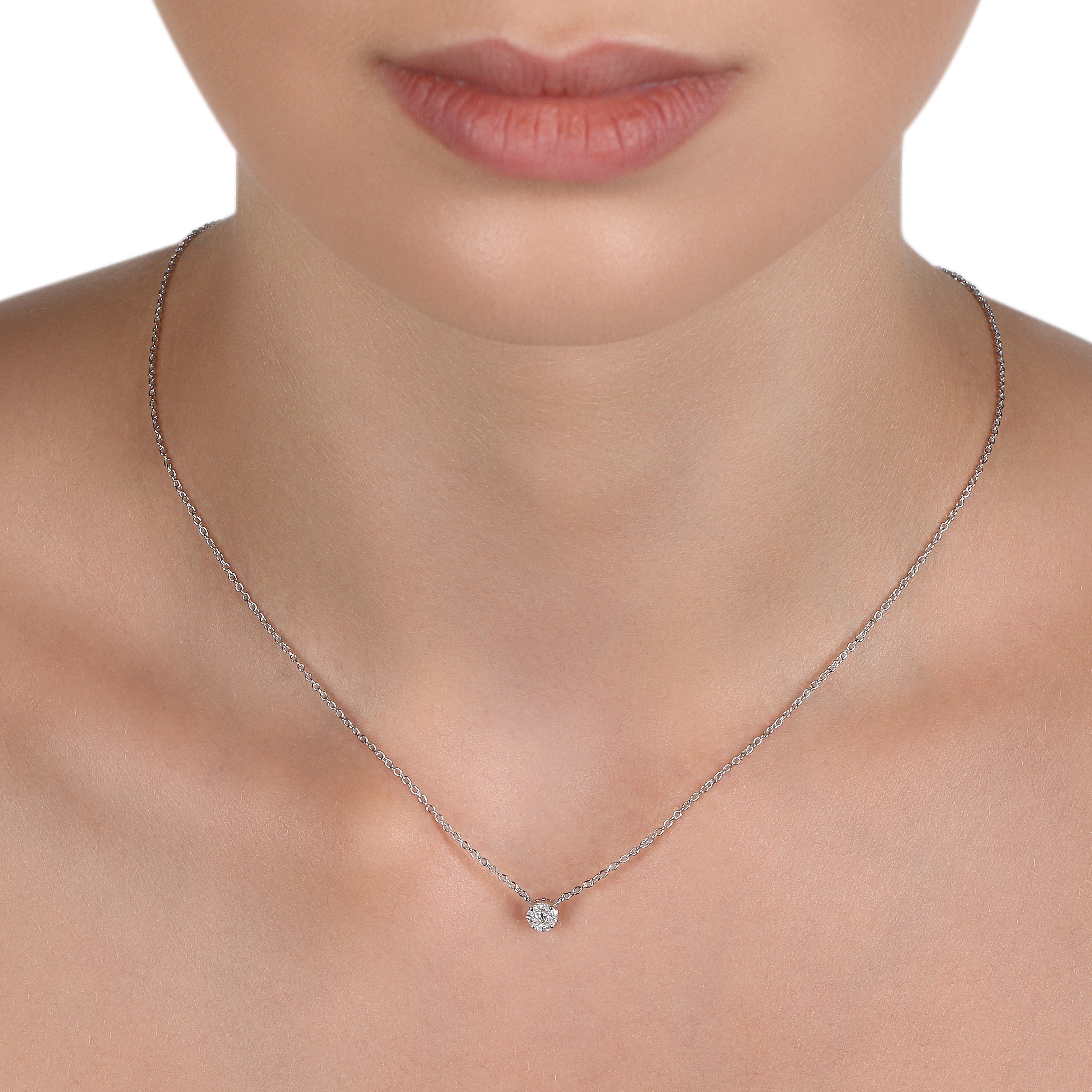 Illusion Diamond Pendant Necklace | Diamond Necklace | Diamond Pendant Necklace