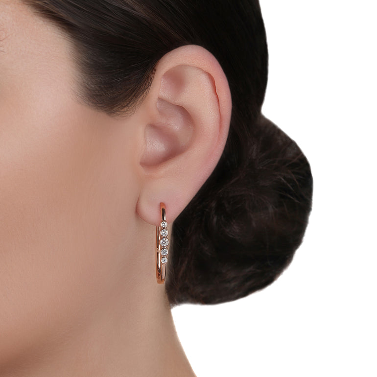 Rose Gold Diamond Huggie Earrings |  Online shop