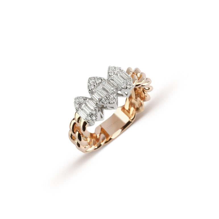 Cuban Chain Trio Illusion Diamond Ring | Jewelry online Dubai | Dubai Jewelry shops online