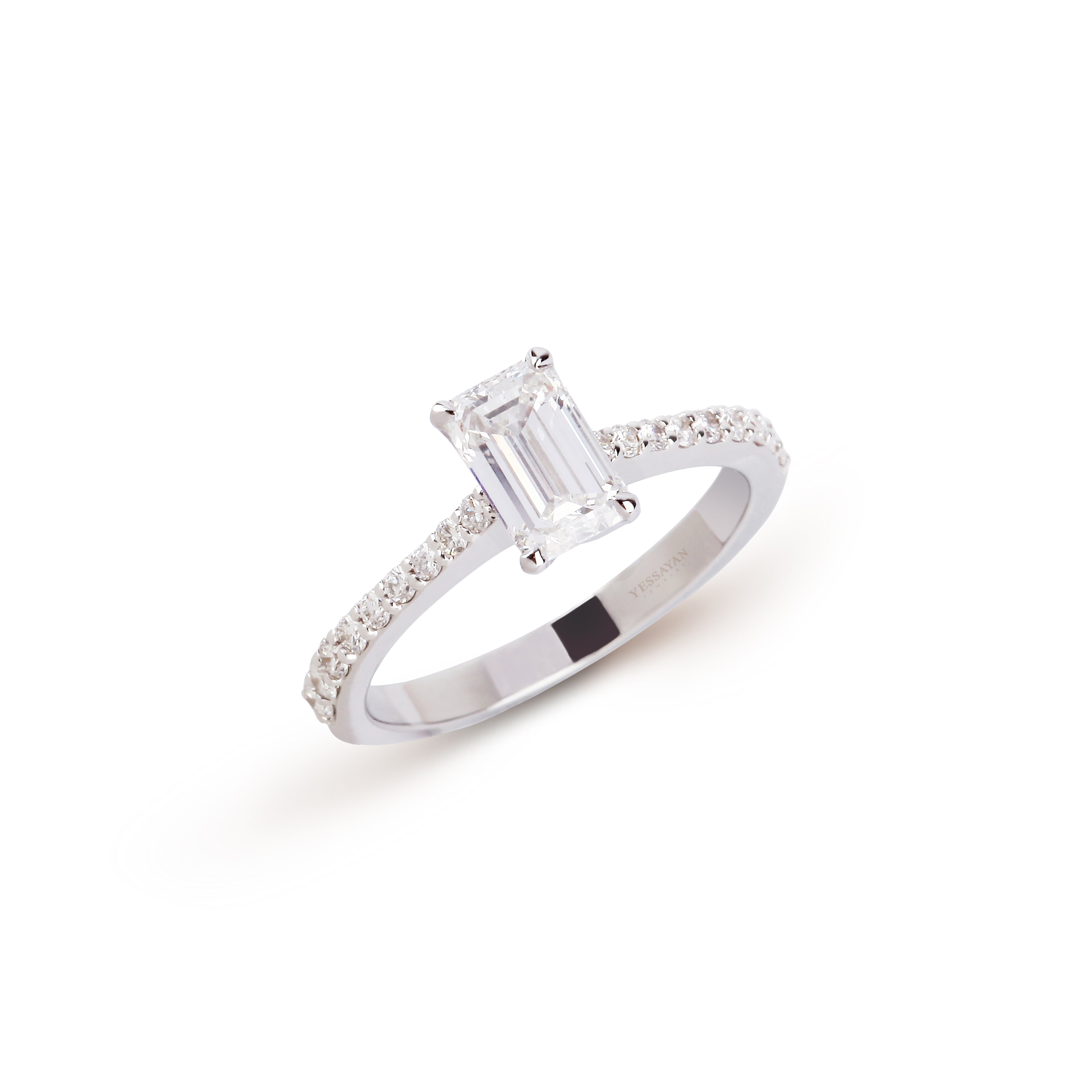 Certified Emerald Cut Solitaire Diamond Ring Diamond Solitaire Ring YESSAYAN