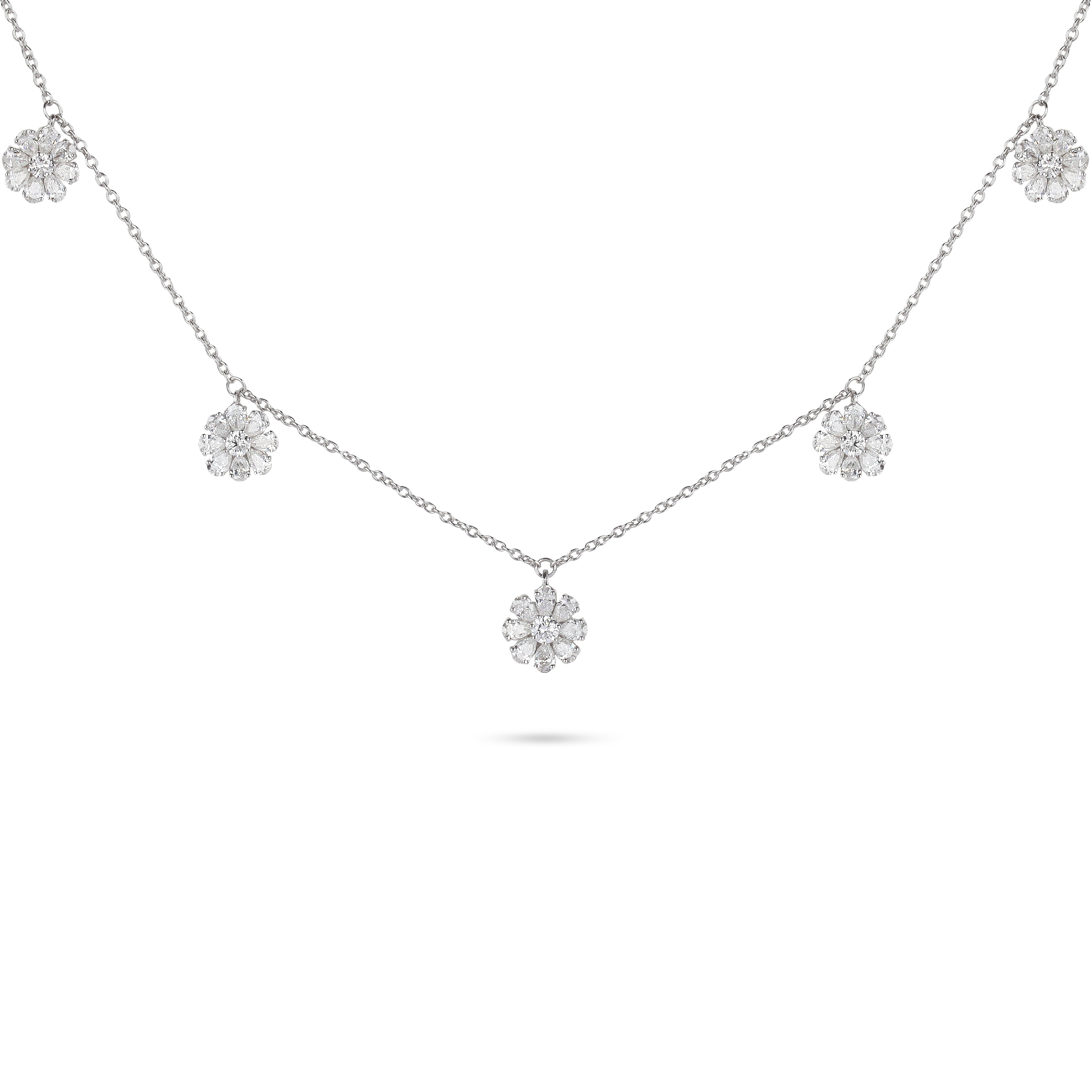 Floral Diamond Charm Necklace | Diamond Necklace | Best Necklace Design