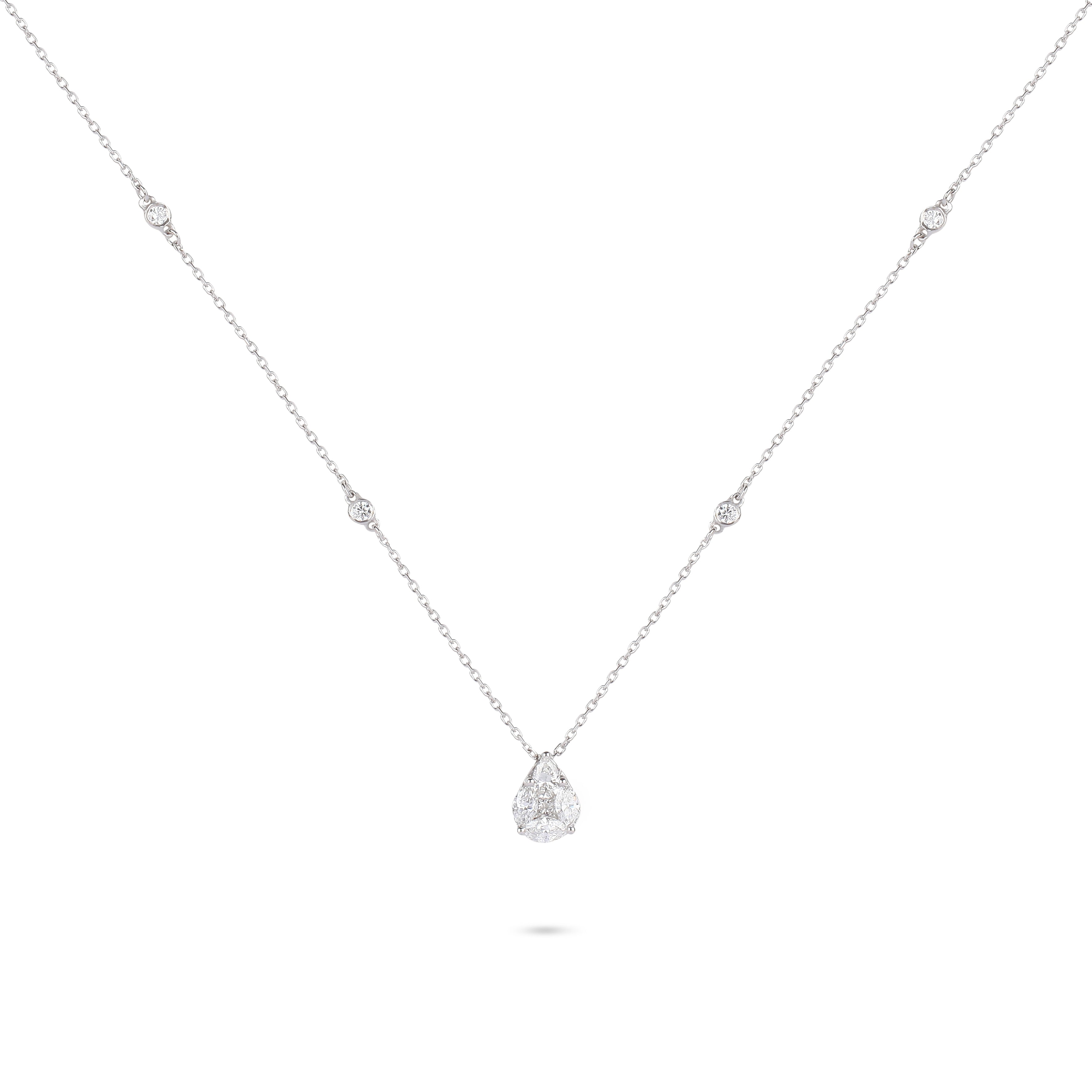 Pear Shaped Illusion Diamond Necklace | Buy Diamond Necklace Online