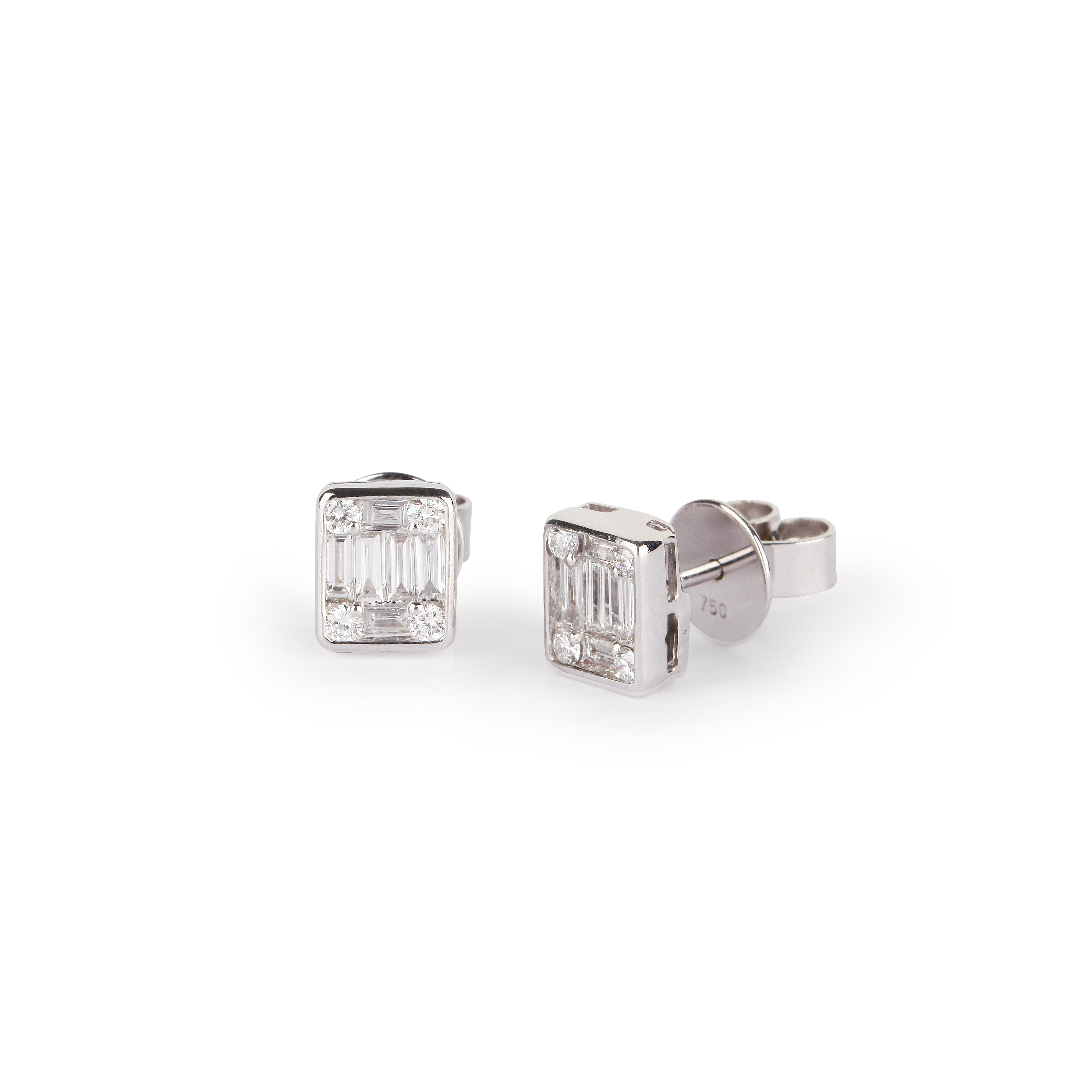 Baguette Illusion Diamond Studs | Diamond sets 