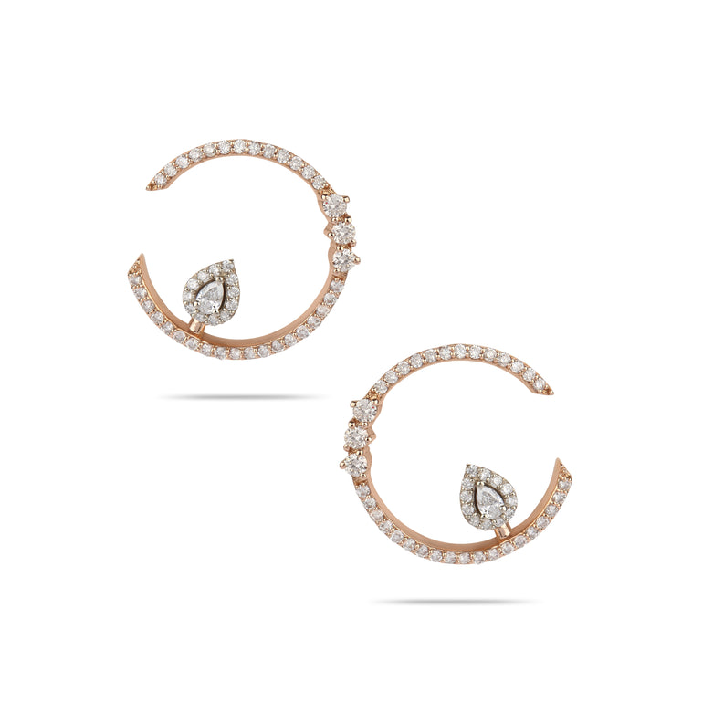 Rose Gold & Diamond Drop Earrings | Diamond earring Shop