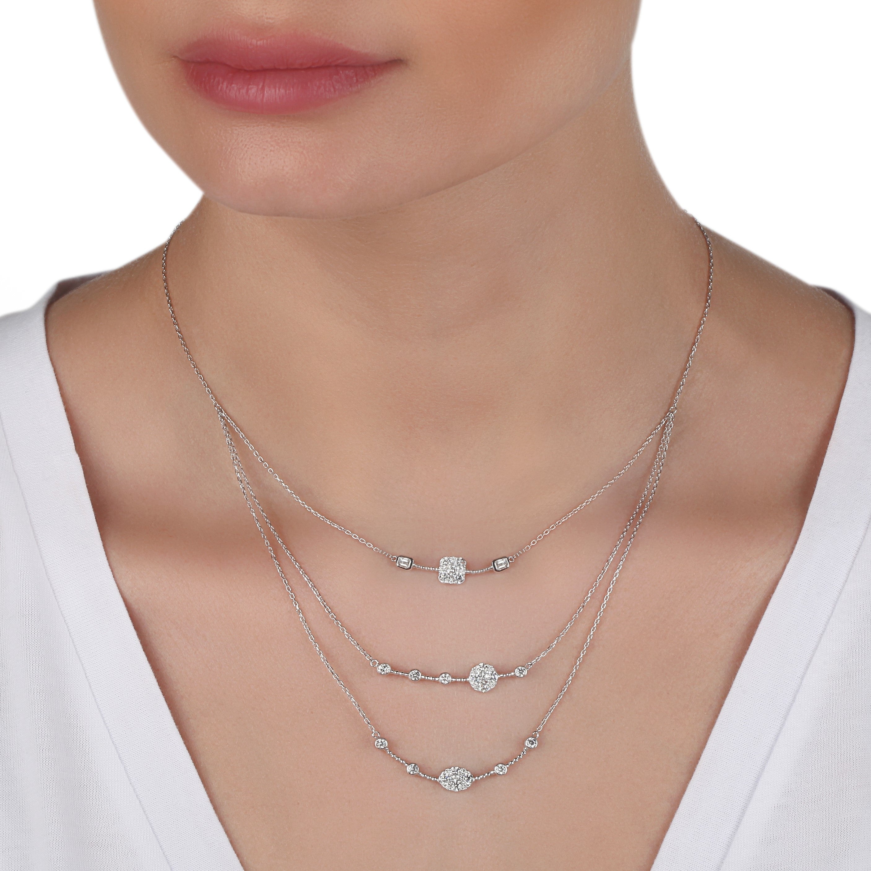 Triple Layer Multiple Cut Diamond Necklace | Best Necklace Design
