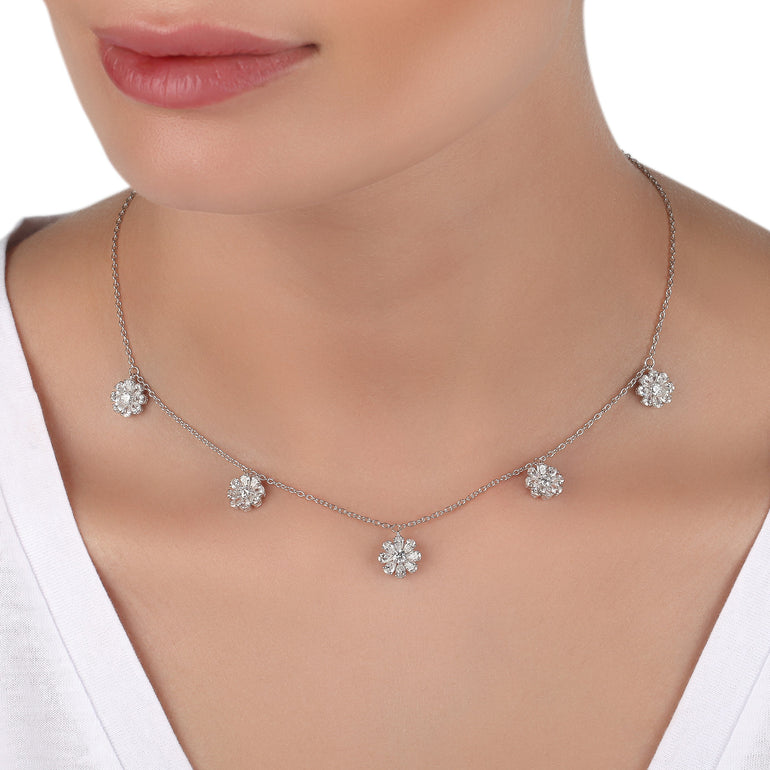 Floral Diamond Charm Necklace | Diamond Necklace | Buy Necklace Online