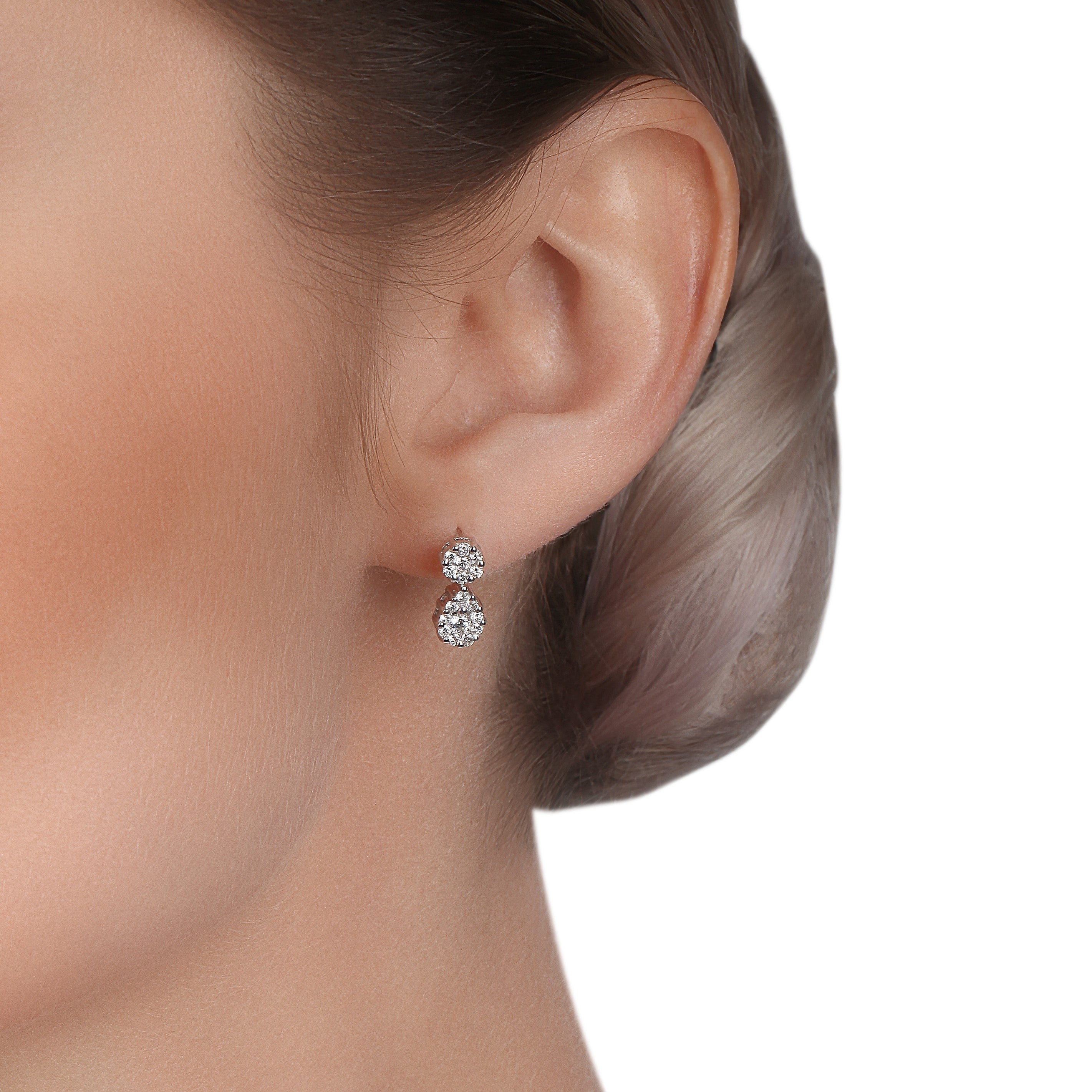 Small Pear Drop Illusion Diamond Earrings | Jewellery store