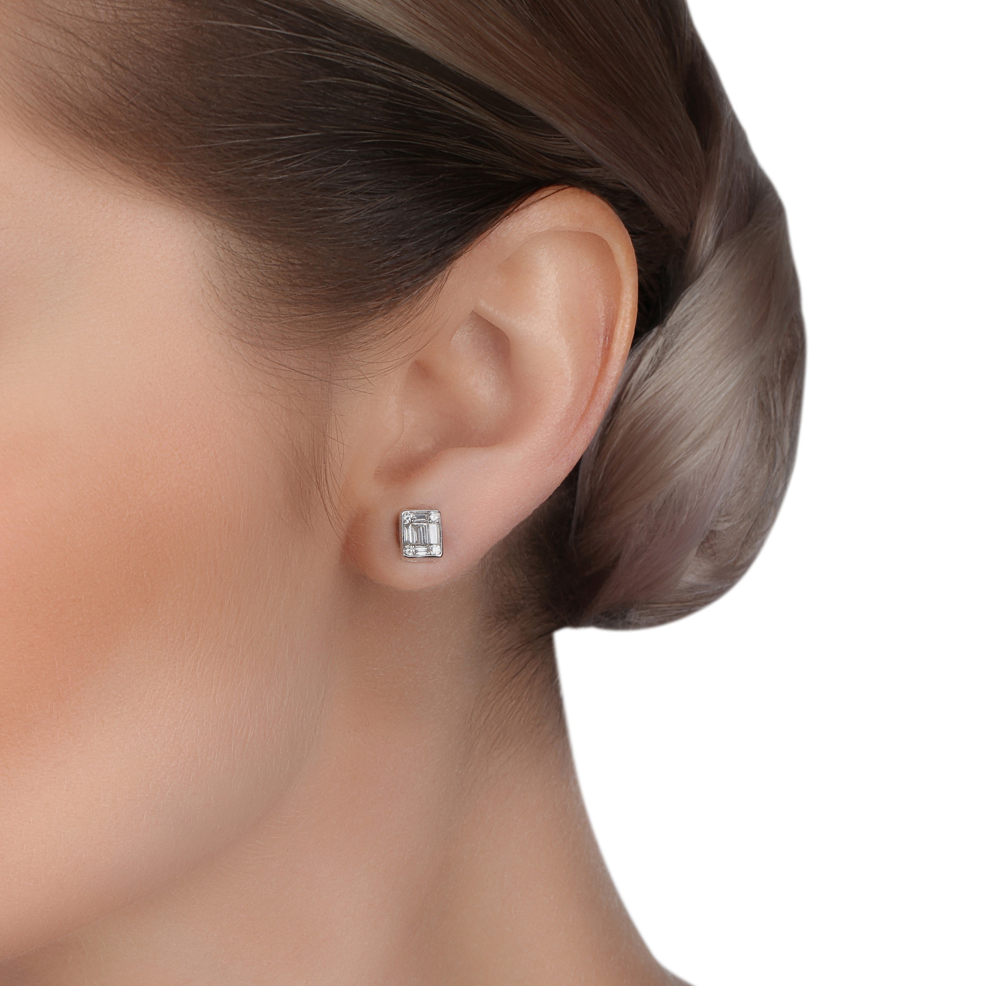 Baguette Illusion Diamond Studs | best jewelry 