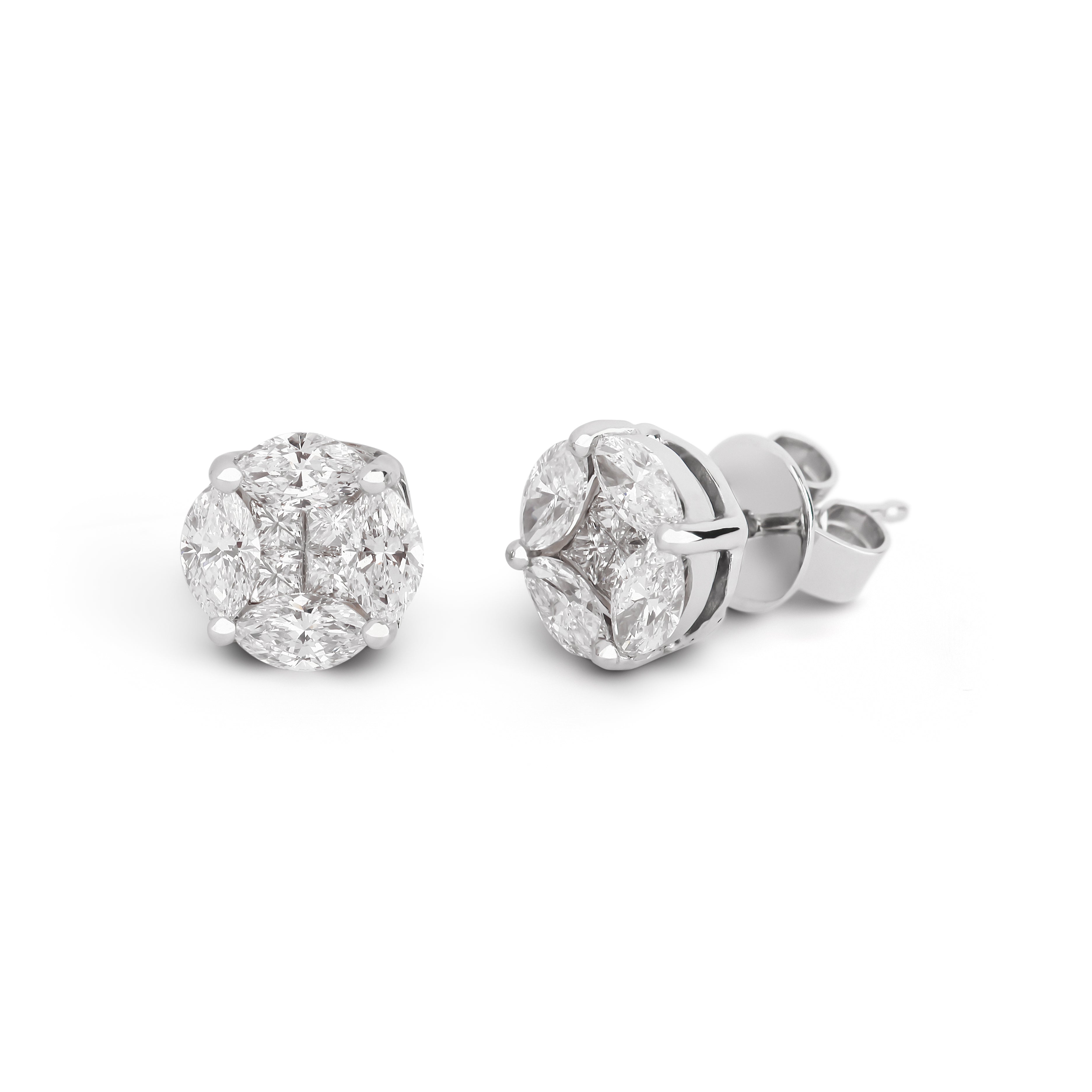 Big Diamond Illusion Stud Earrings | Diamond set online