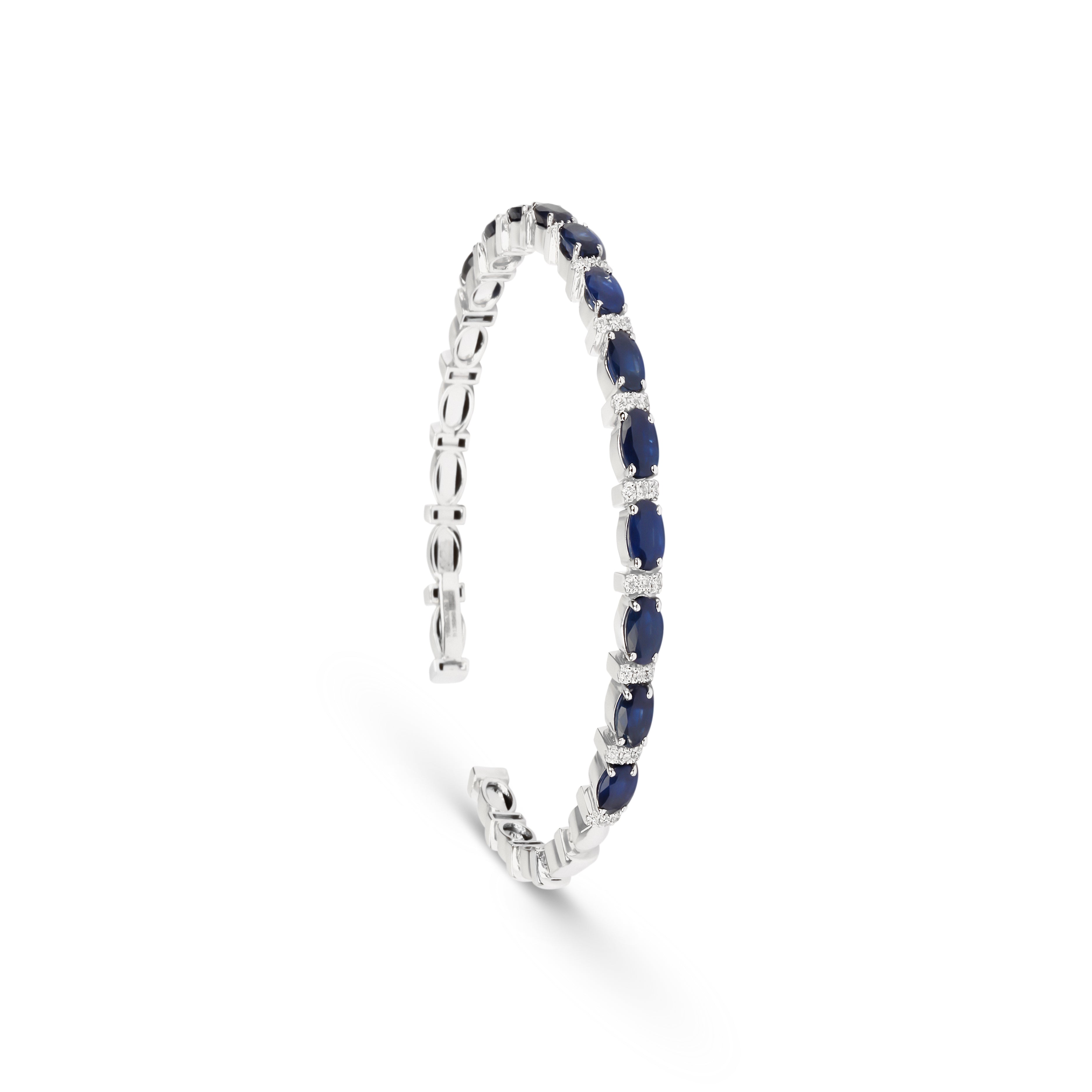 Thin Sapphire & Diamond Cuff Bracelet | Jewelry online 