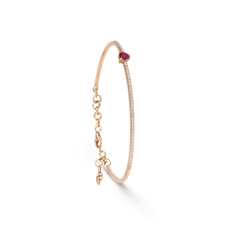Heart Shape Ruby & Diamond Cuff Bracelet | Best jewelry stores