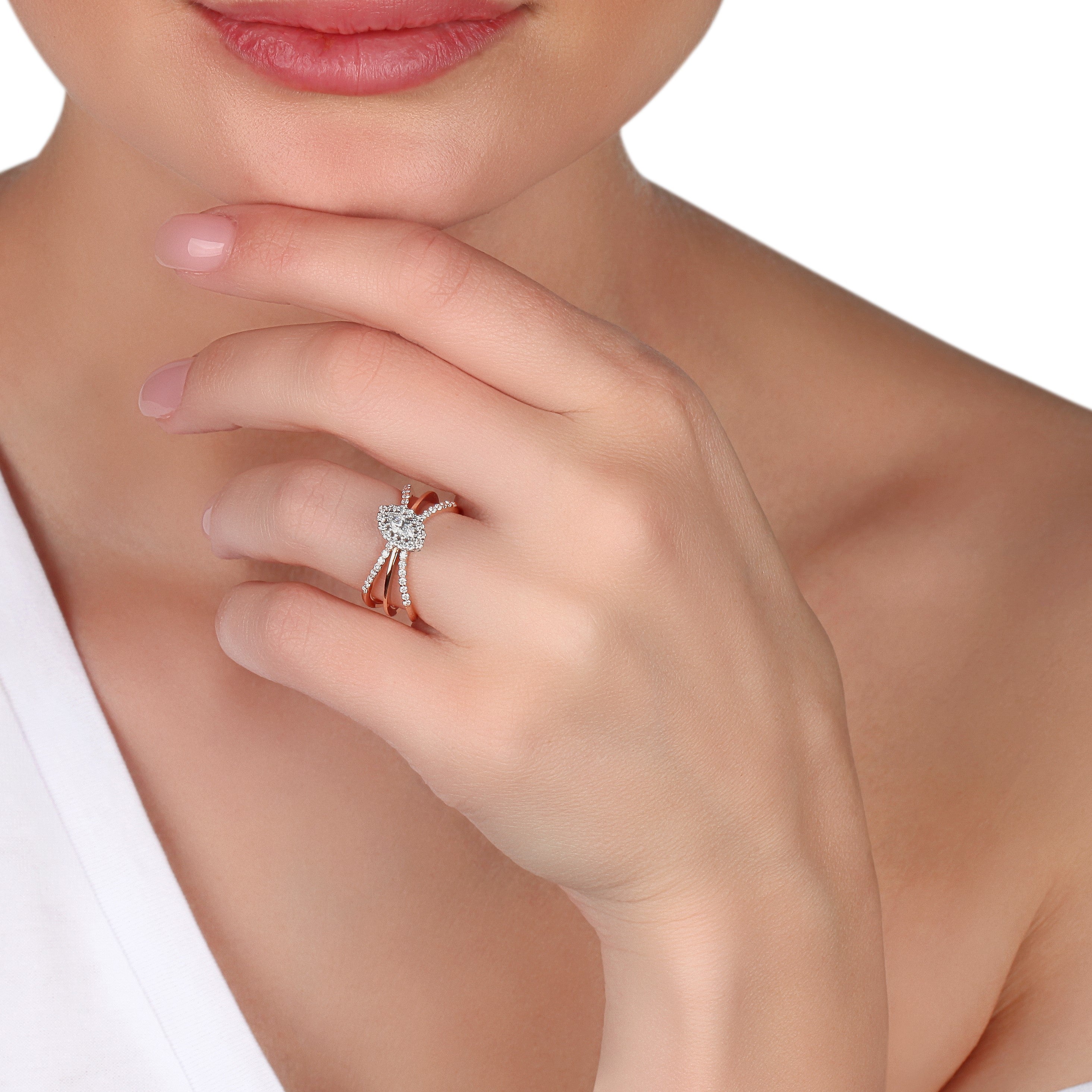 Triple Band Illusion Diamond Ring | buy rings online | diamond jewellery set