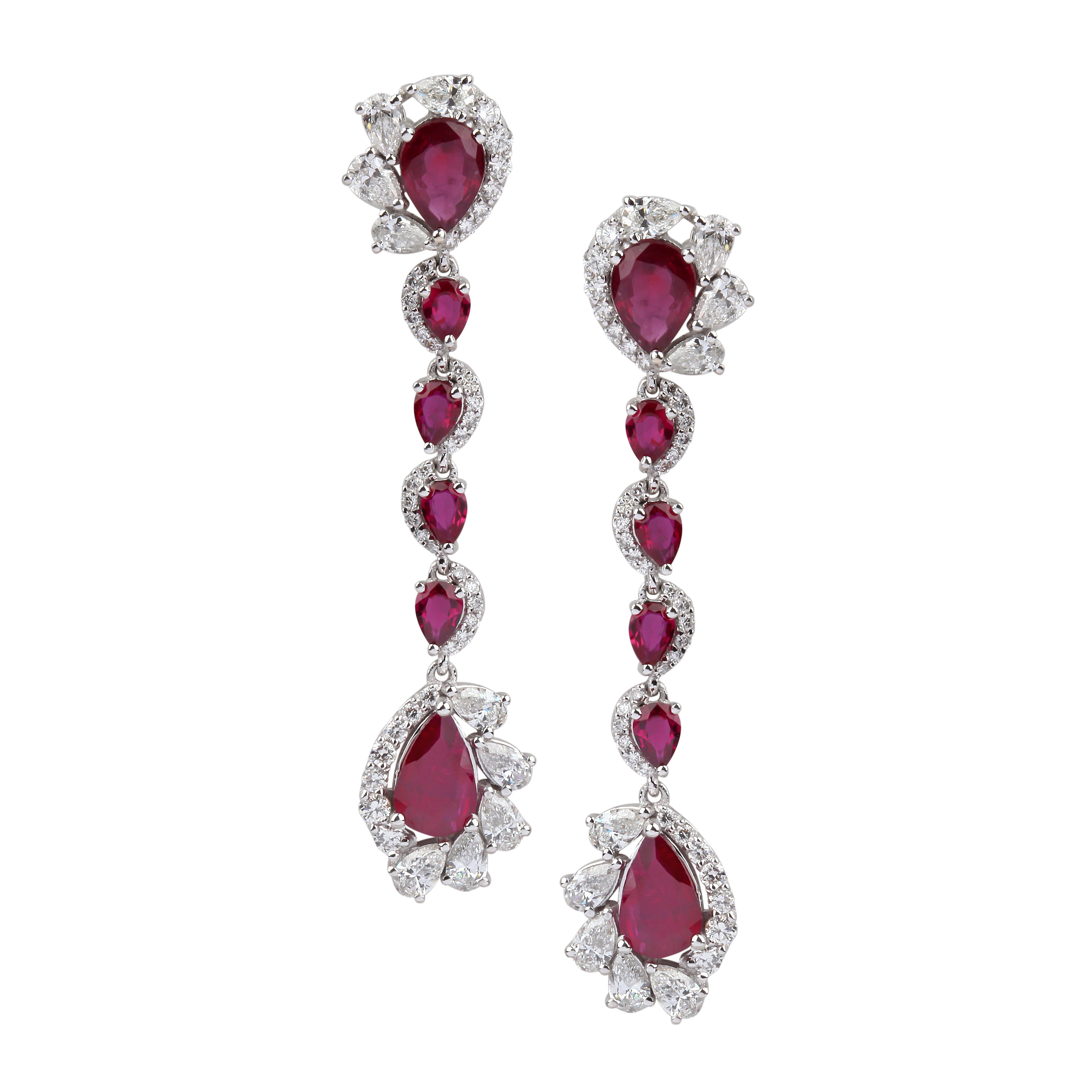 Ruby with Pear shape Diamond Earring | Best jewelry shop near me