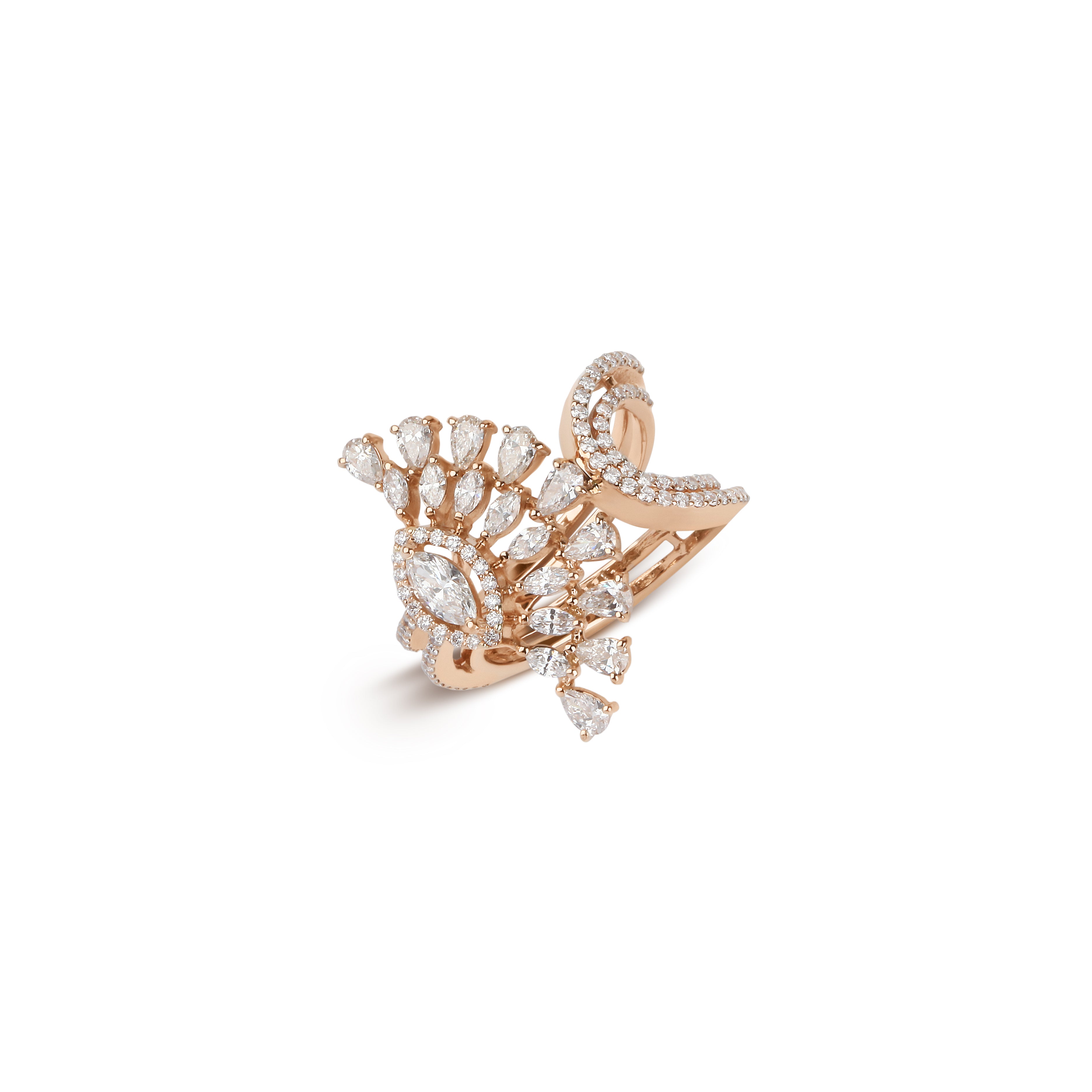 Rays of Pear Shaped Diamonds & White/Rose Gold Ring | Jewellery Design | Buy Rings Online