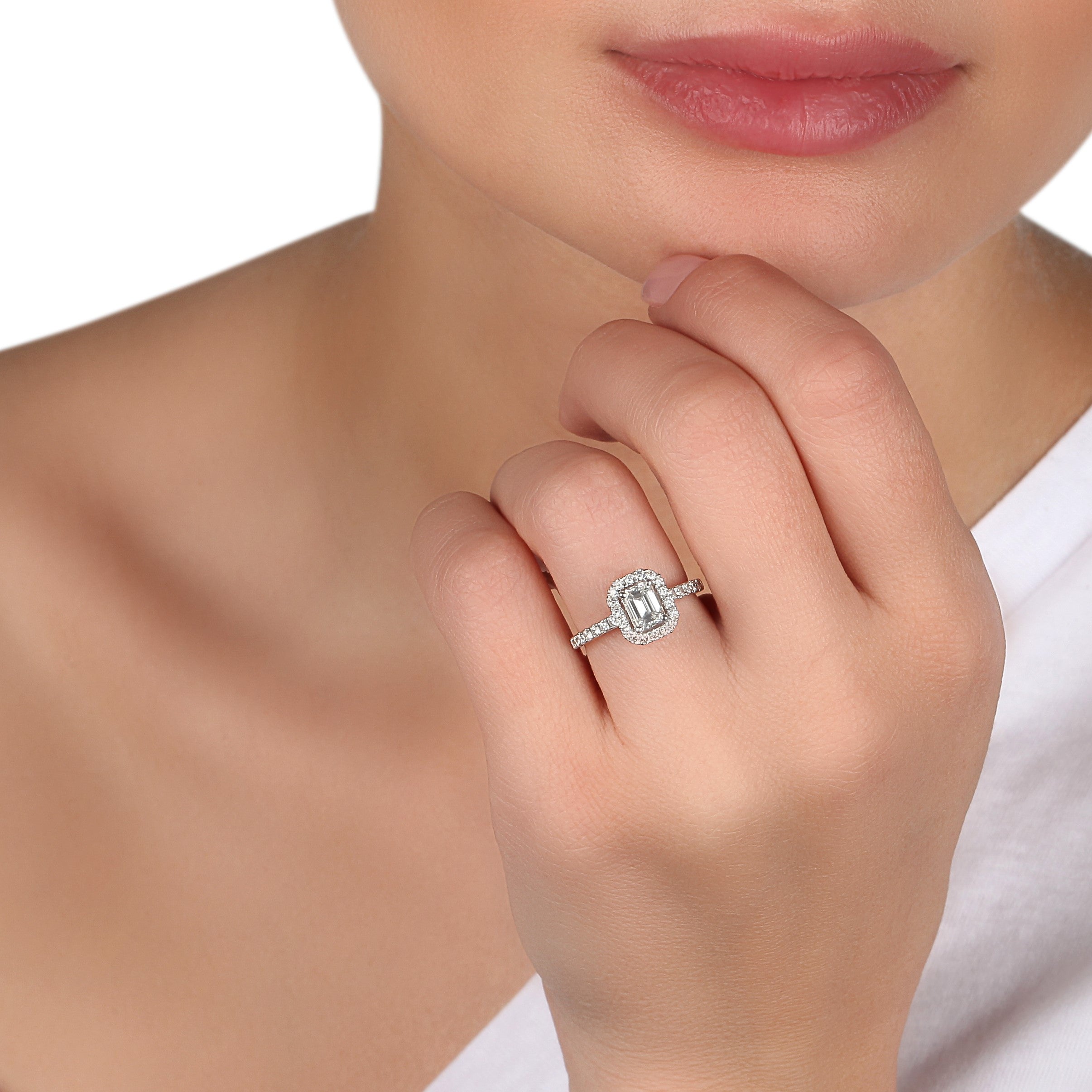 Framed Solitaire Diamond Ring | engagement and wedding ring set