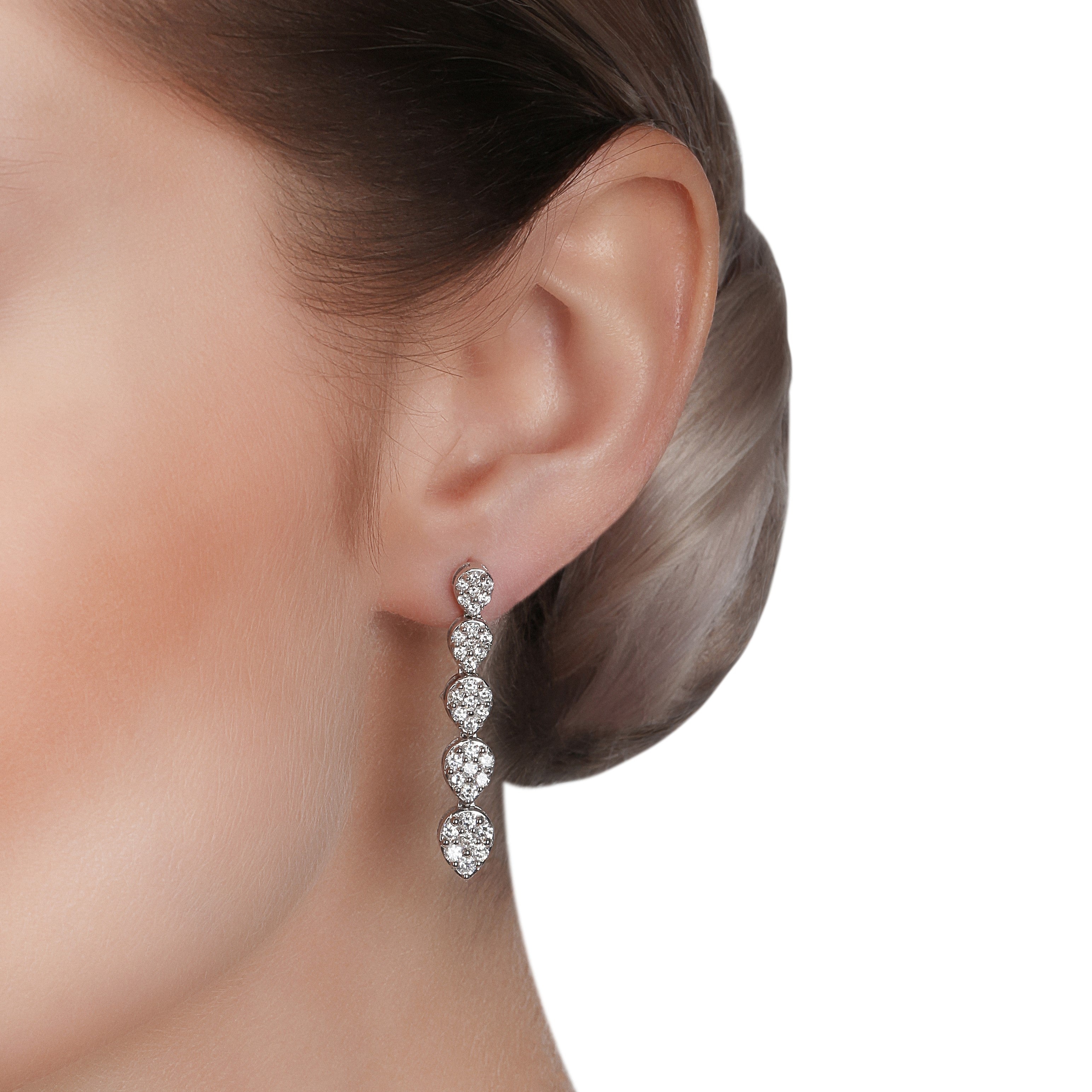 Pear Shape Illusion Drop Diamond Earrings | Bridal Jewelry 