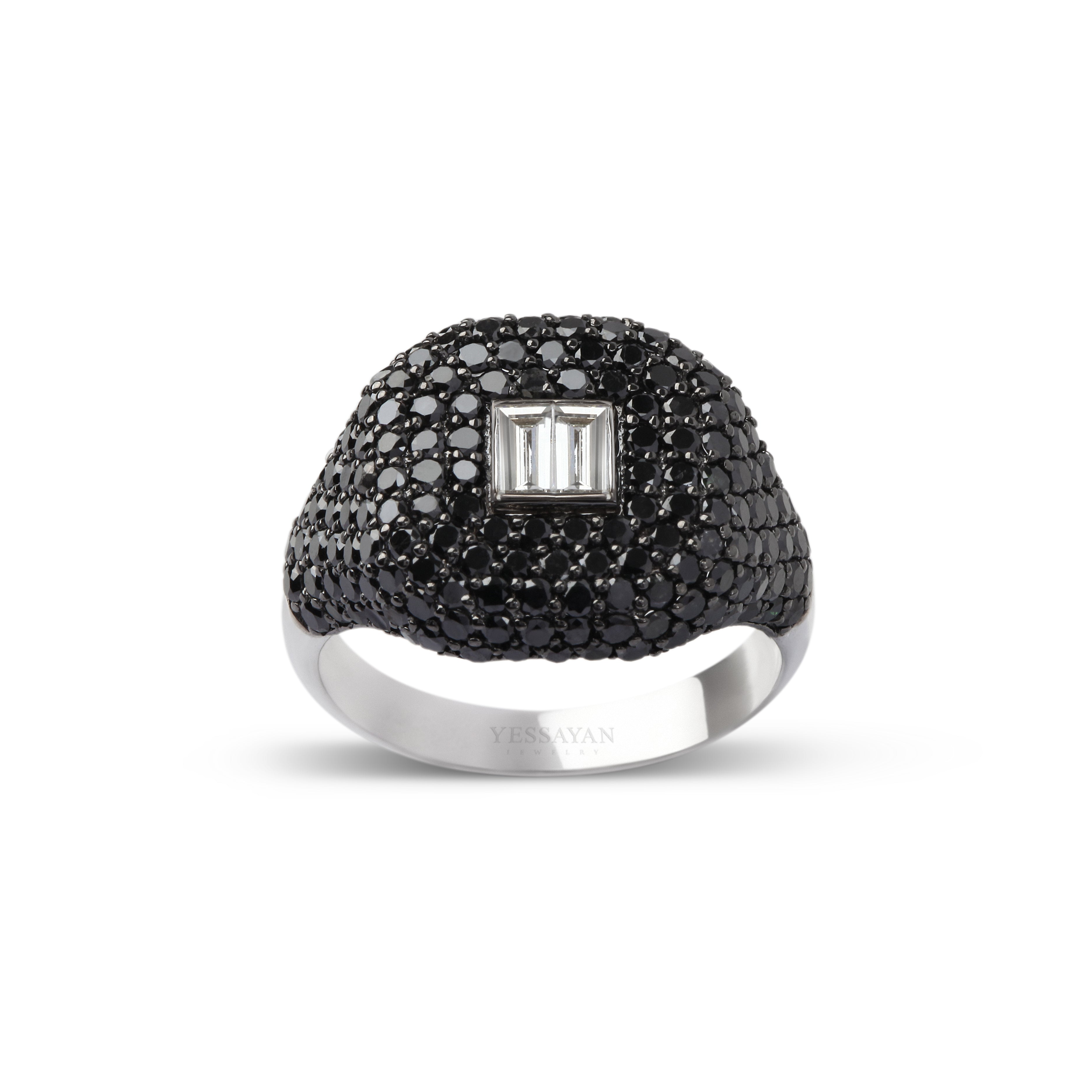 Black Diamonds with Baguette Diamond Center Ring | Jewel Online Shopping | Buy Rings Online