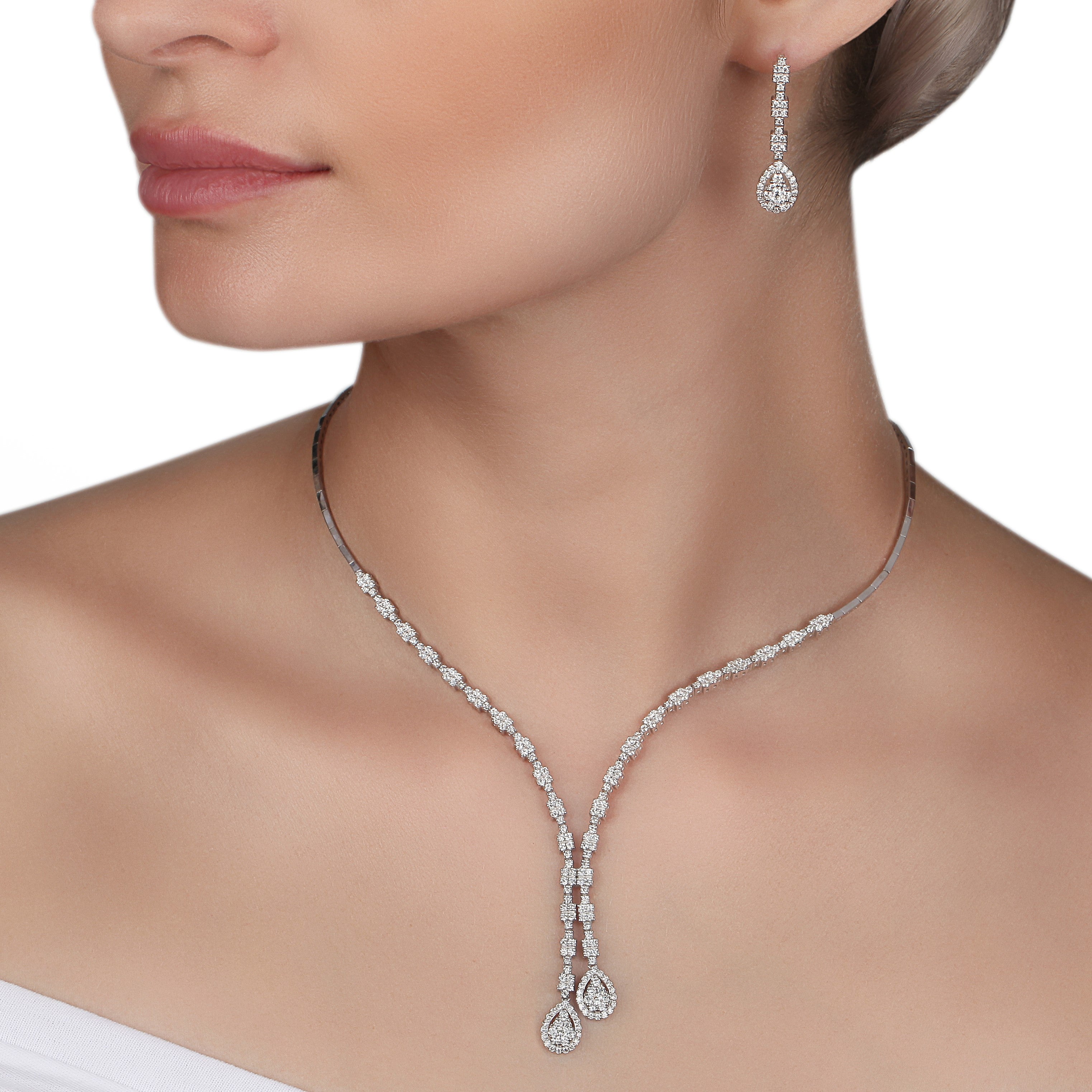 Illusion Diamond Drop Earrings | Diamond Set 