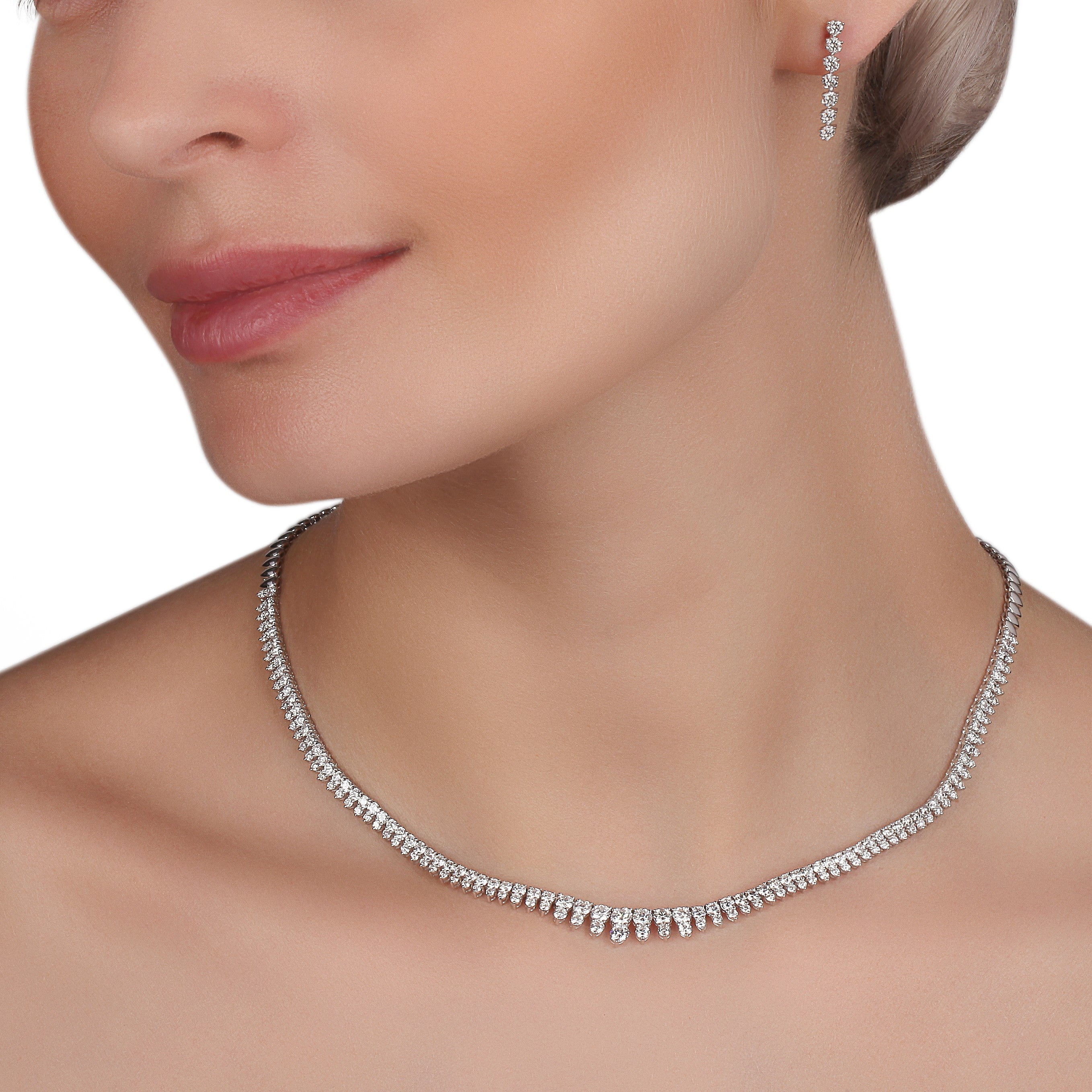 White Copper 5 Layer Ladies American Diamond Bridal Necklace Set at Rs  11000/set in Kolkata