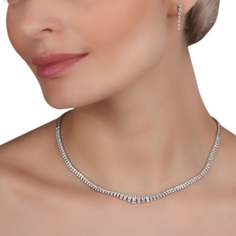 Double Layer Diamond Collar Necklace | Diamond Necklace | Chain Necklace Women