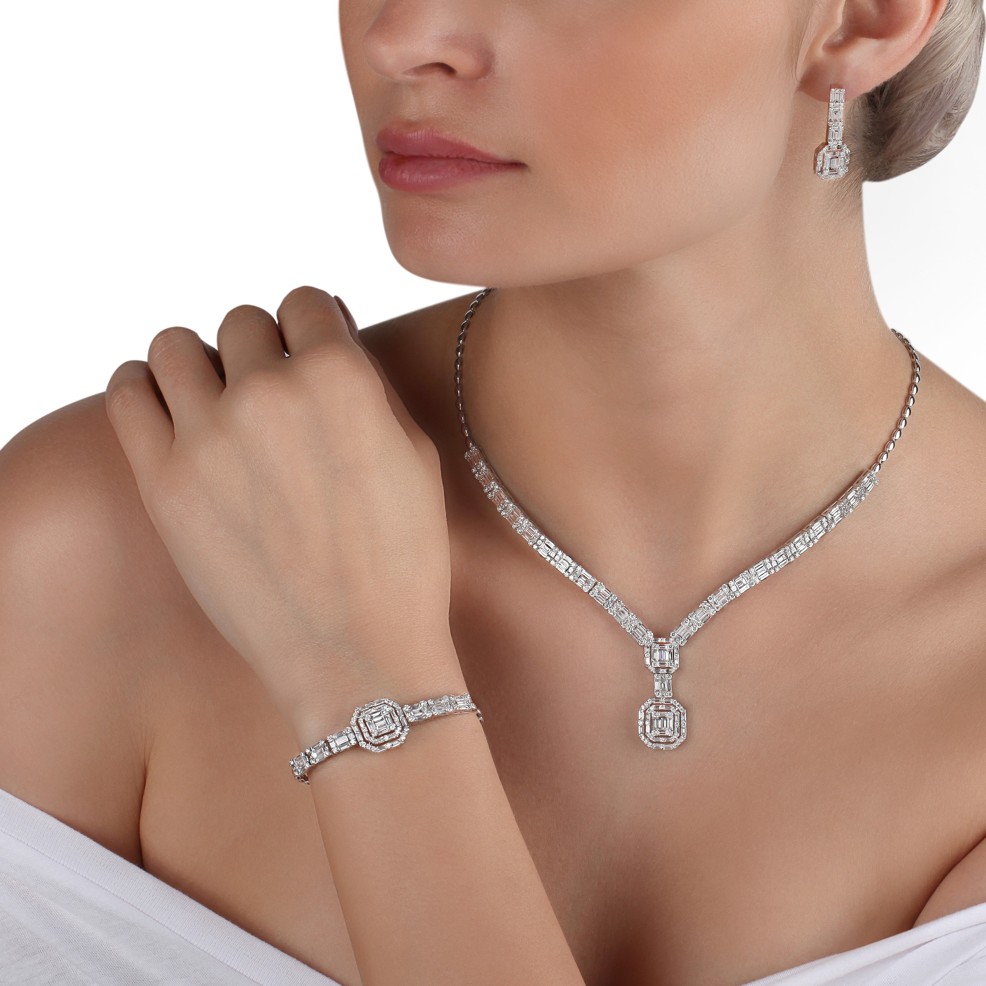 Illusion Diamond Drop Earrings | Diamond earring shop