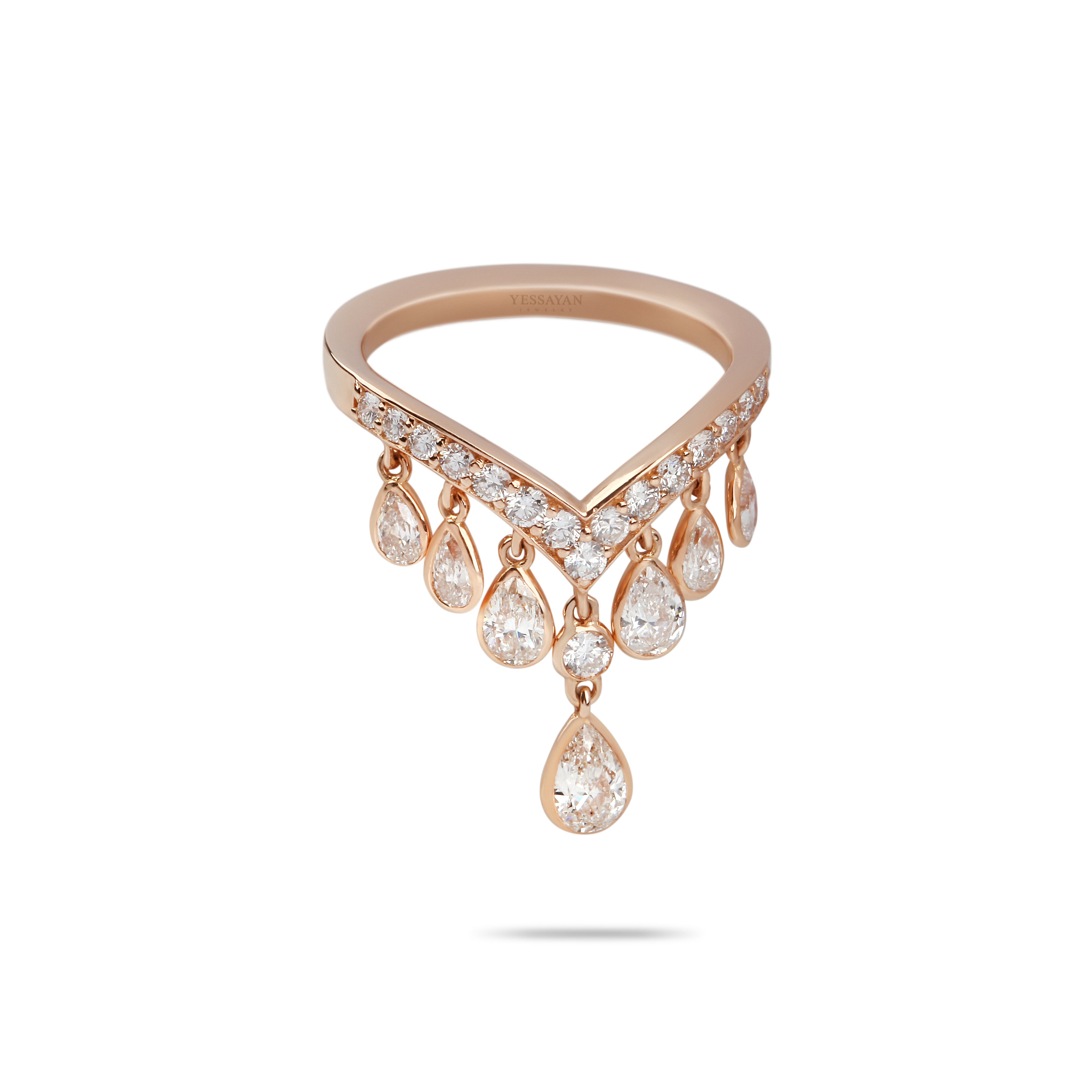 Pear Drops & Rose Gold Diamond Ring | Buy Rings Online | Diamond Jewellery Online