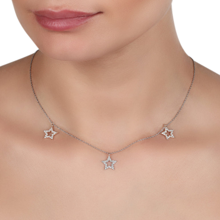 Two-Tone Star Charm Diamond Necklace | Diamond Necklace | Buy Necklace