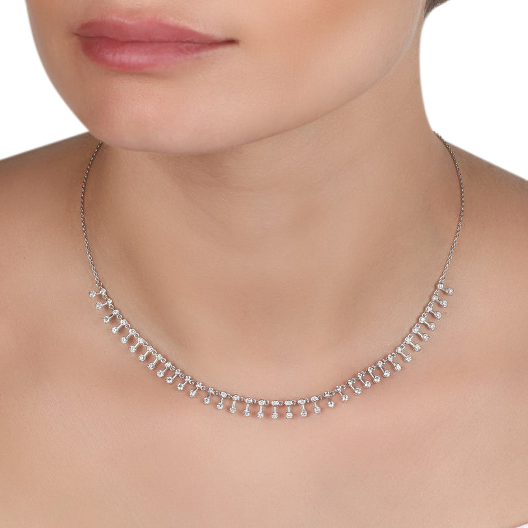 Patterned Diamond Necklace | Diamond Necklace | Chain Necklace Women