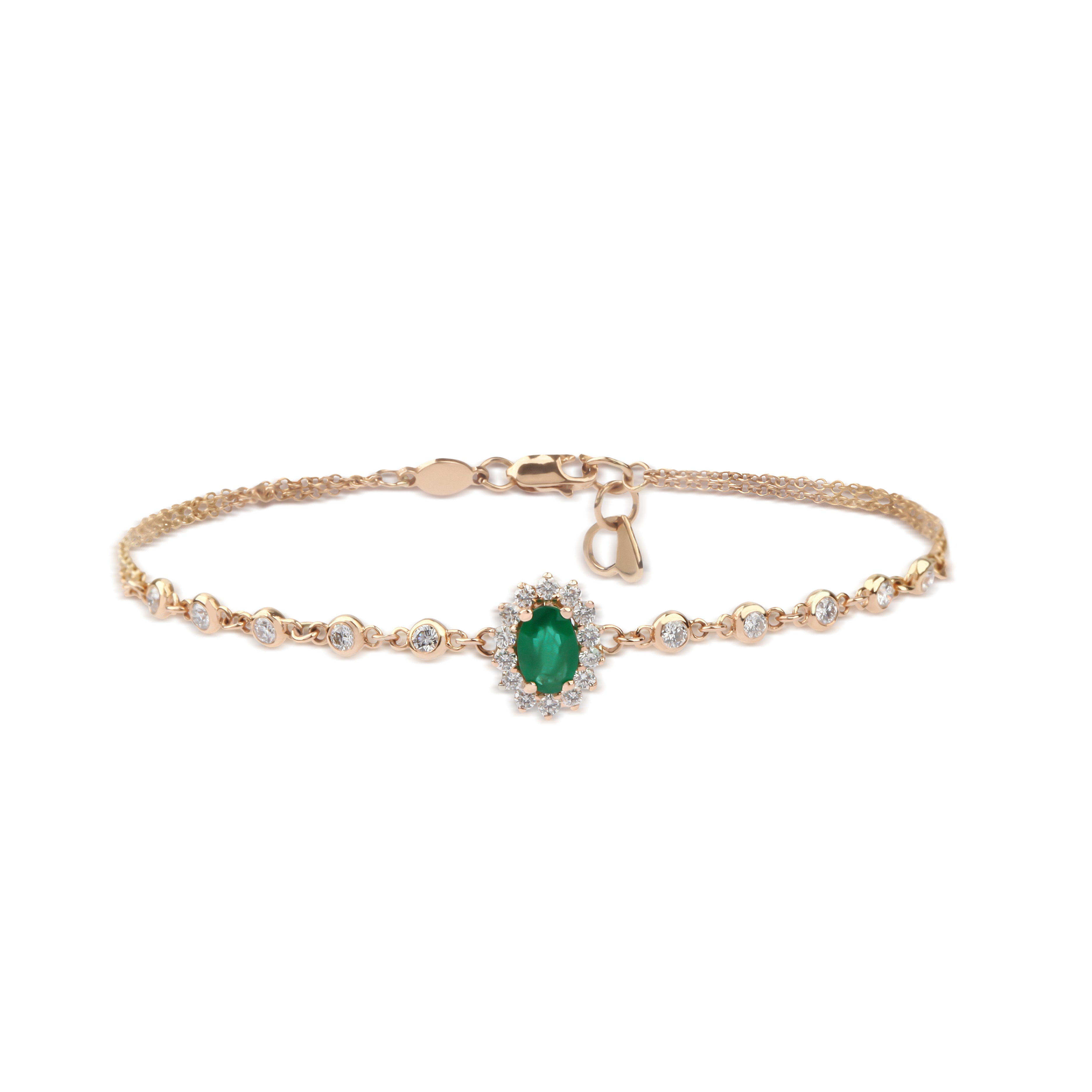 Rose Gold Bracelet with Diamond & Emerald | Best Jewelry 