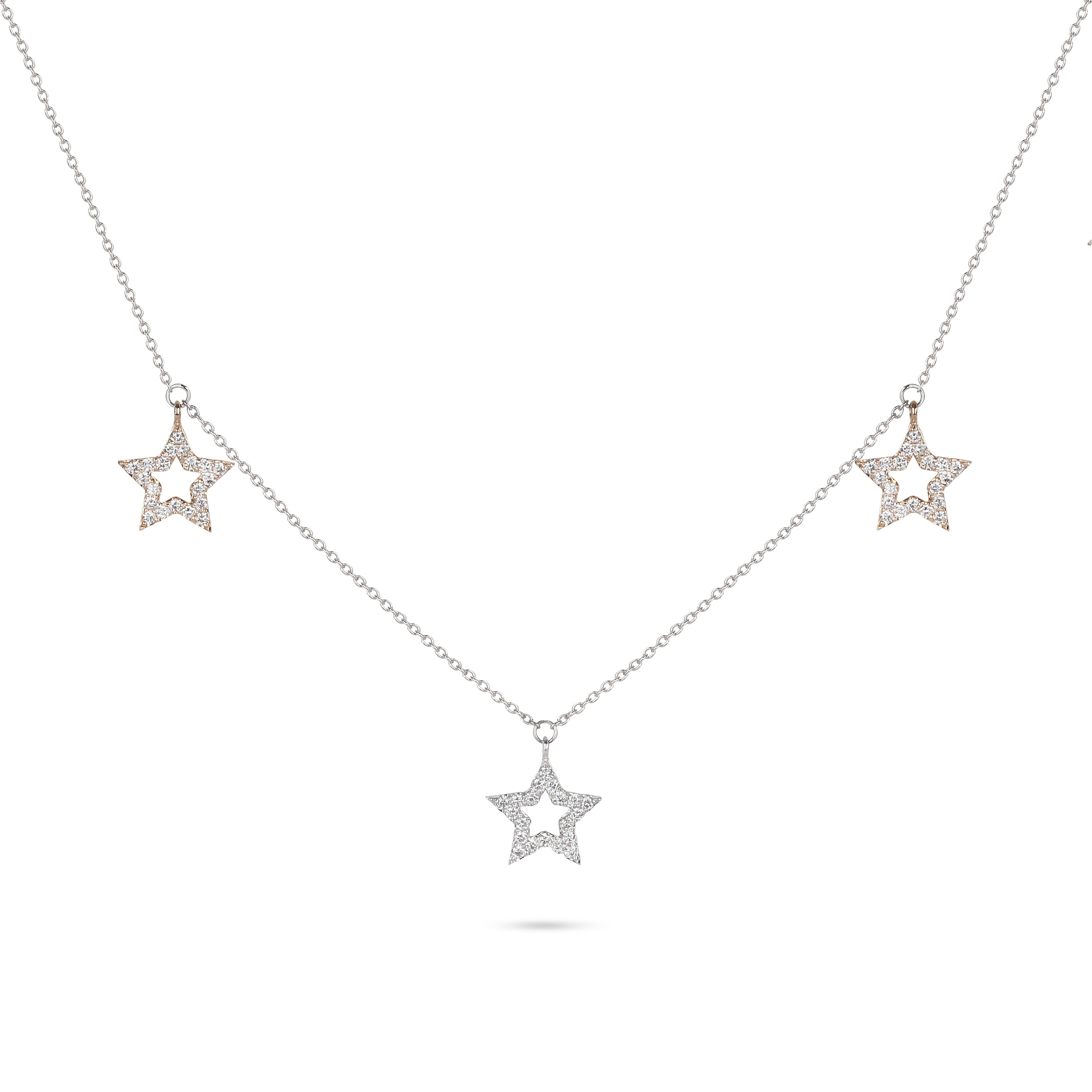 Two-Tone Star Charm Diamond Necklace | Diamond Necklace | Buy Diamond Necklace