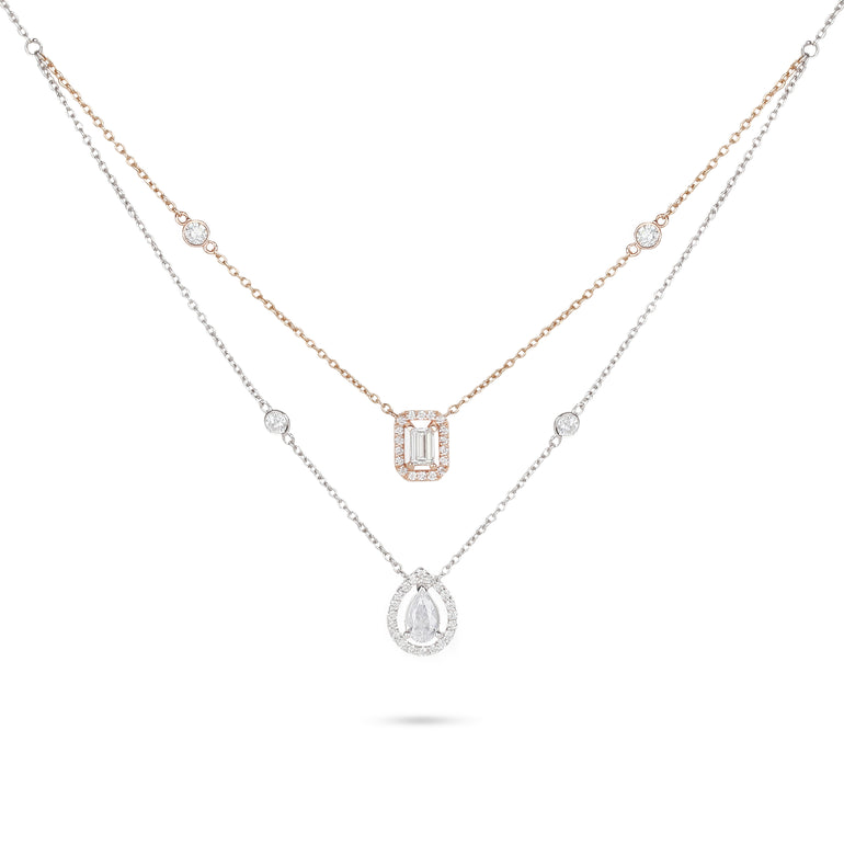Two-Tone Layer Mixed Cut Diamond Necklace | Diamond Necklace | Buy Diamond Necklace Online