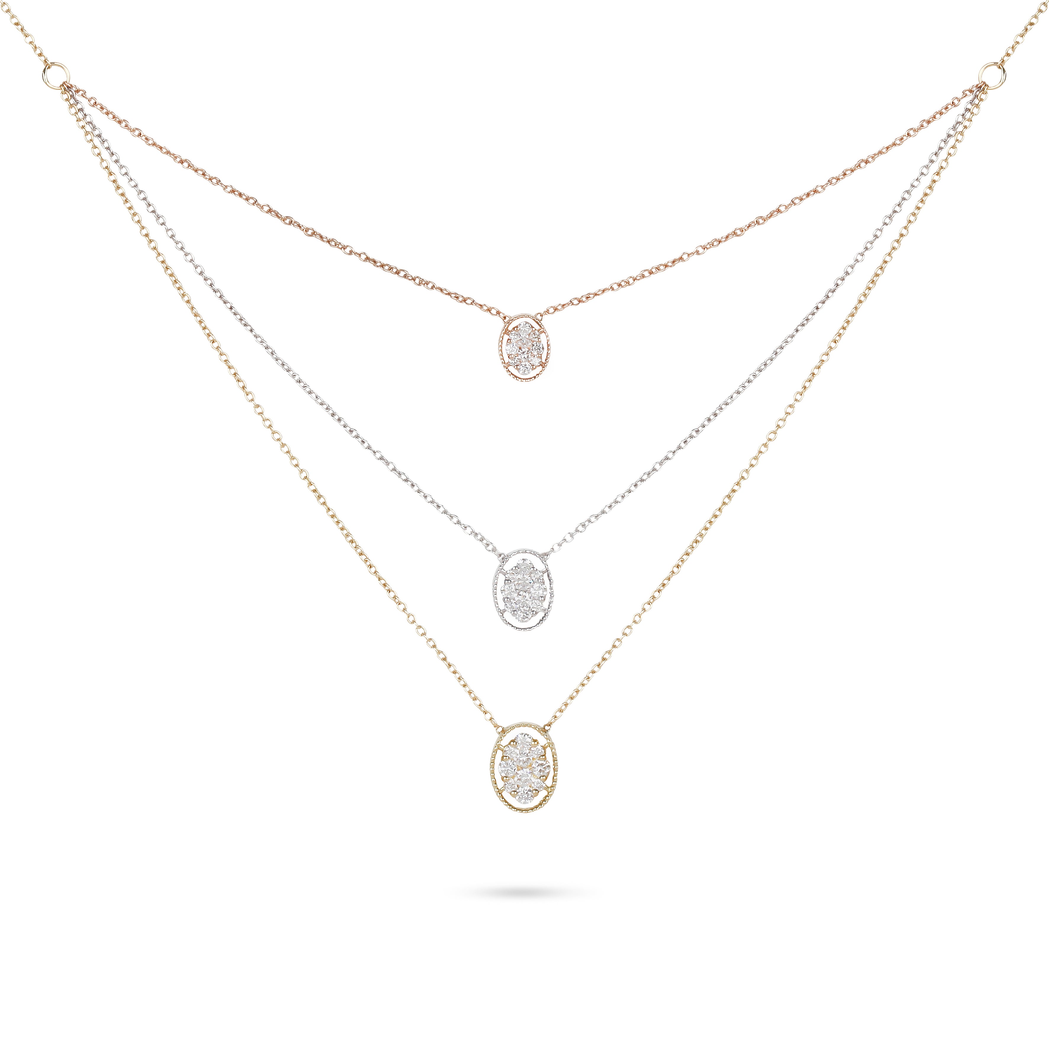 Three-Tone Layer Diamond Necklace | Diamond Necklace | Buy Diamond Necklace