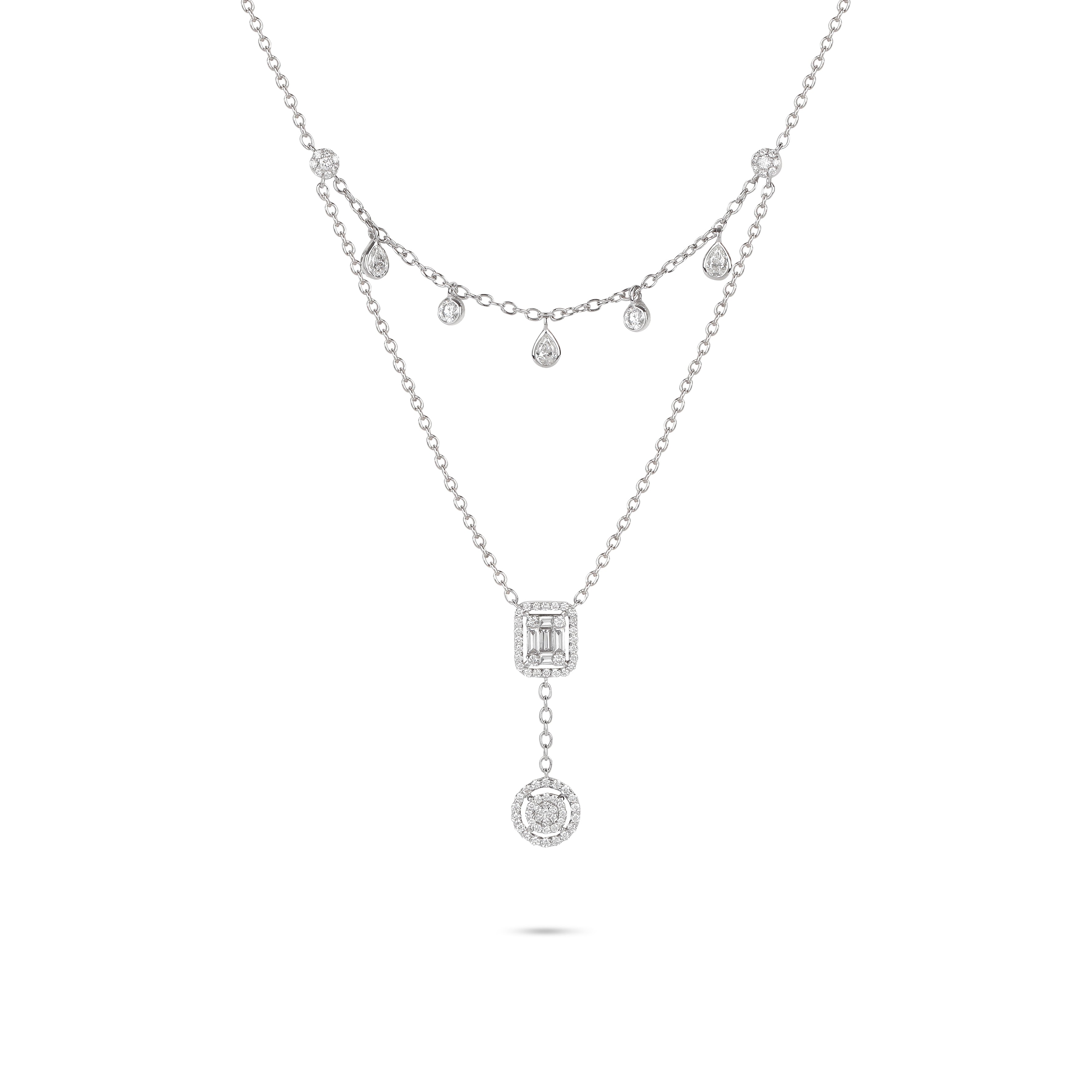 Layer Mixed Cut Diamond Lariat Necklace | Diamond Necklace | Best Necklace Design