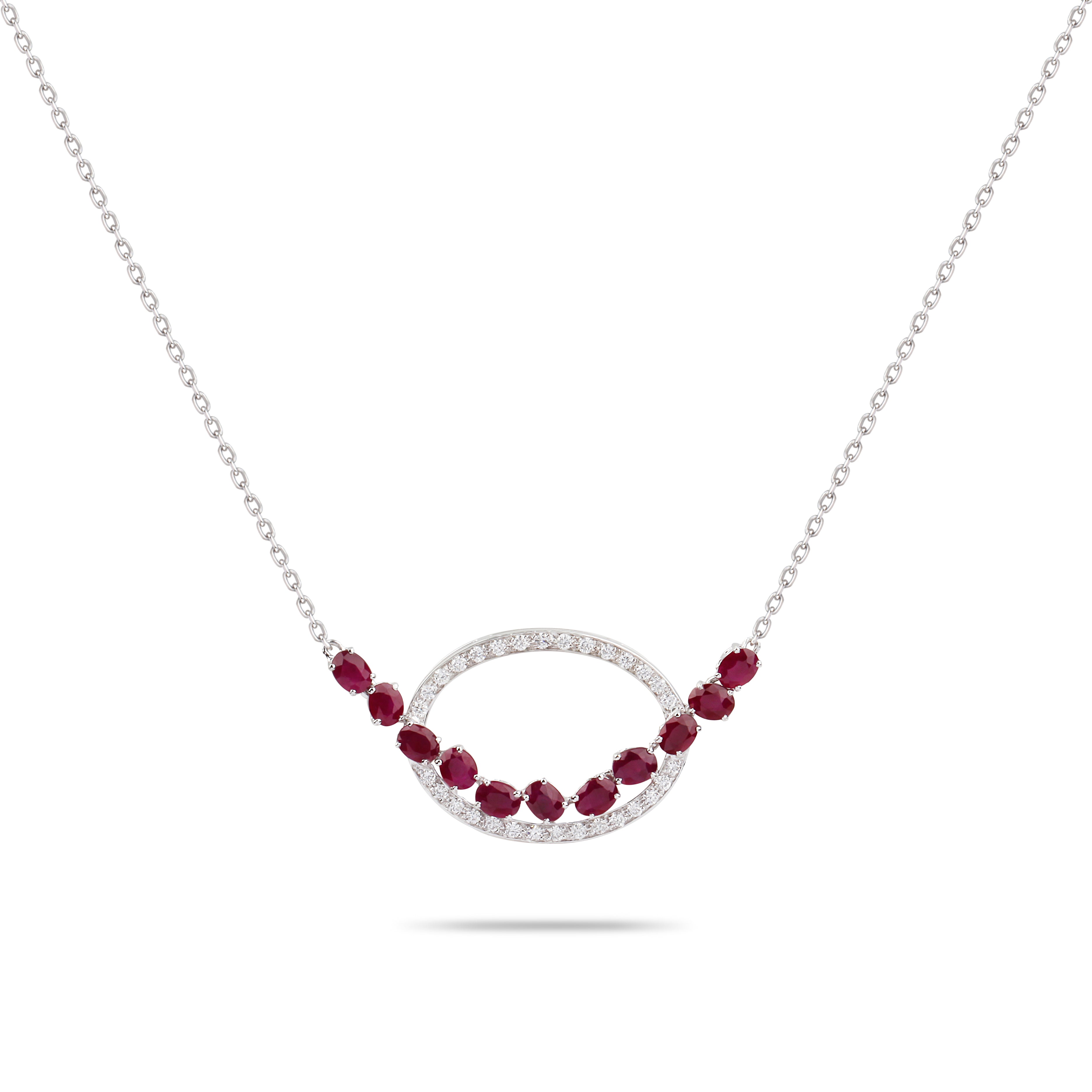 Oval Ruby & Diamond Necklace | Diamond Necklace | Jewellery Website