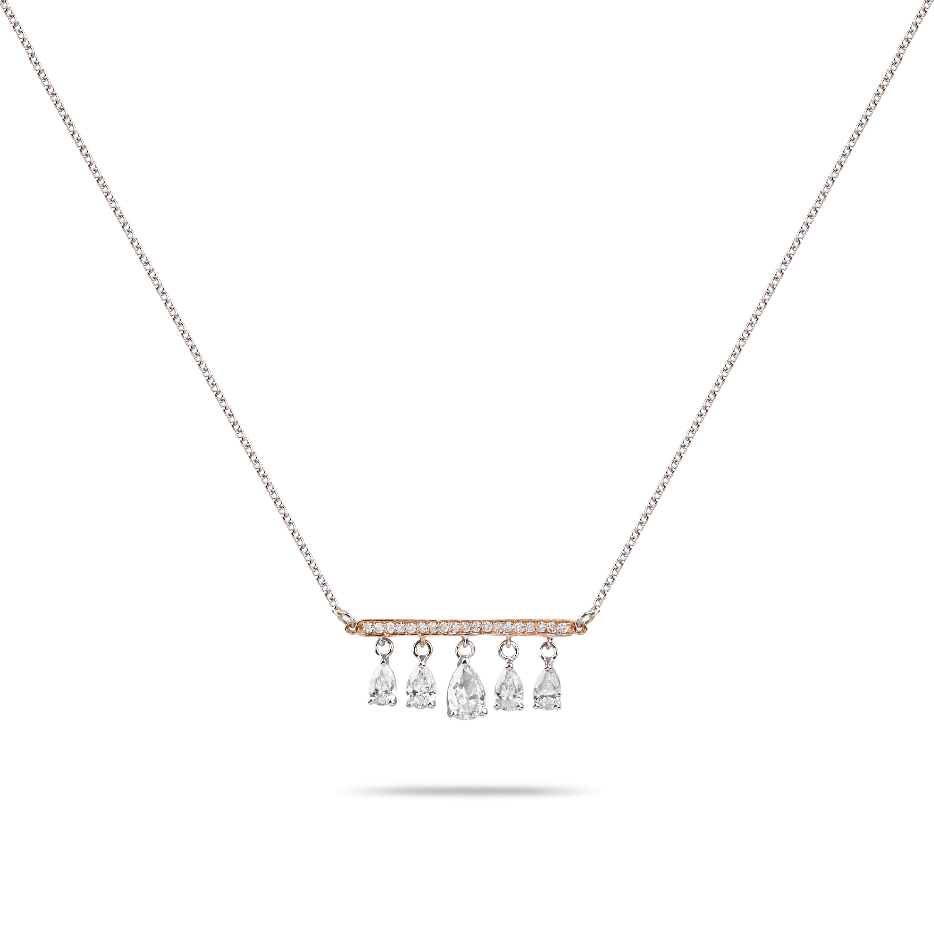 Pear Drops with White & Rose Gold Diamond Necklace | Diamond Necklace | Buy Necklace Online