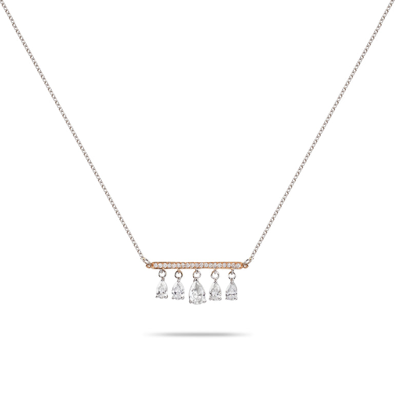 Pear Drops with White & Rose Gold Diamond Necklace | Diamond Necklace | Buy Necklace Online