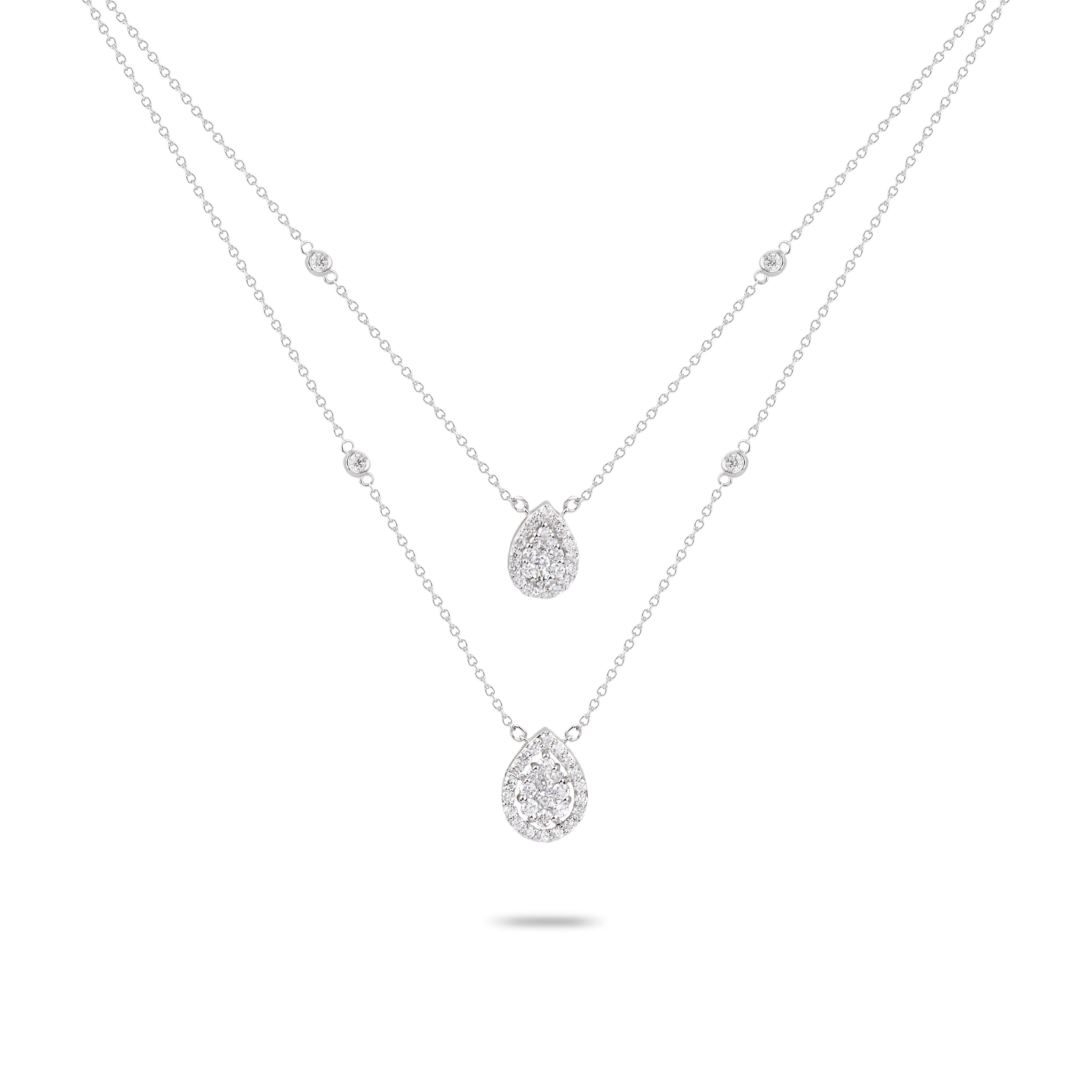 Double Layer Pear Diamond Necklace | Diamond Necklace | Diamond Store