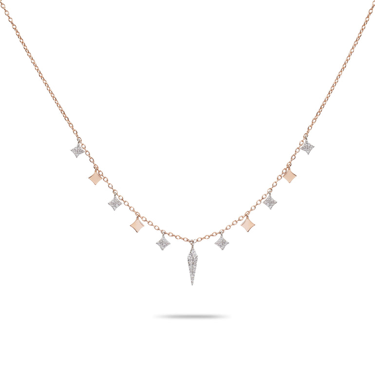 Rose Gold & Diamonds Chain Necklace | Diamond Necklace | Jewel Online Shopping