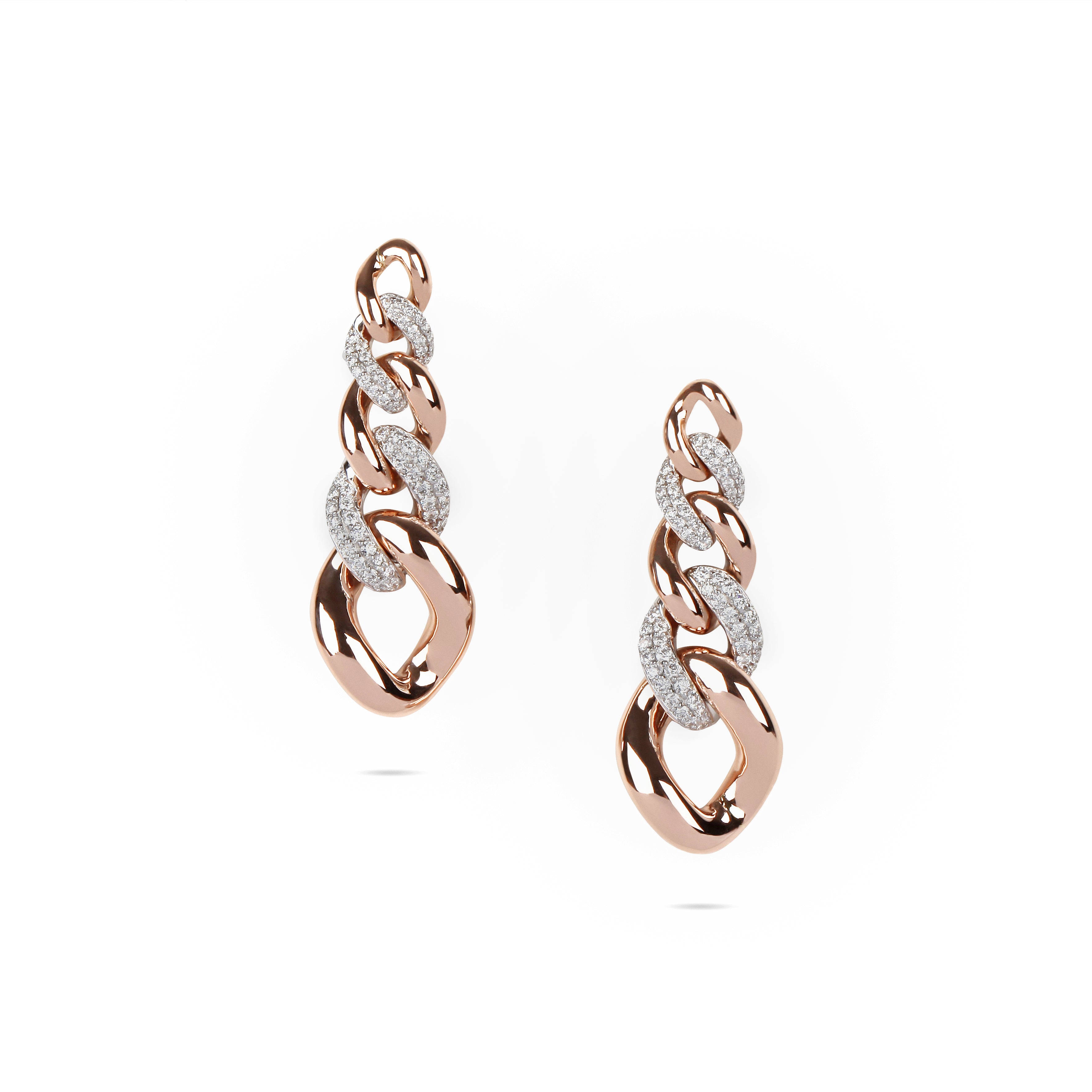 Cuban Link Drop Diamond Chain Earrings |  Diamond Chain Earrings