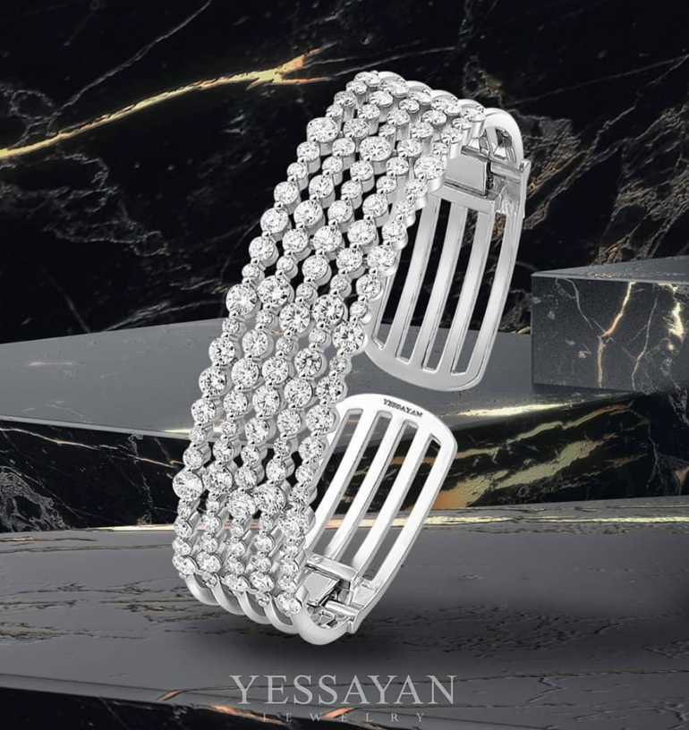 White Gold & Diamond Cuff Bracelet | Bridal jewelery set 