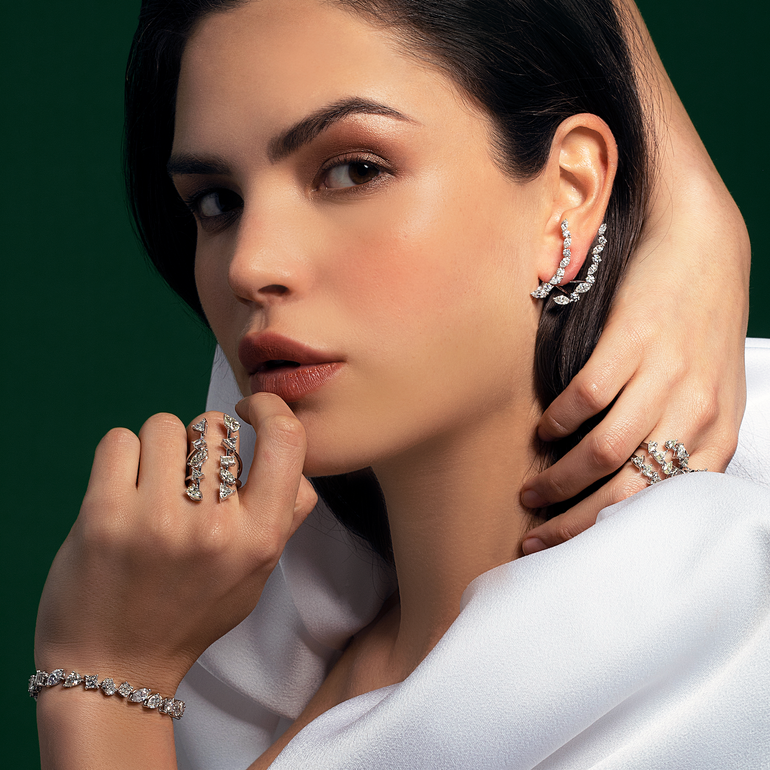 Two-Row Diamond Crawler Earrings | Diamond Earring | Jewellery Store