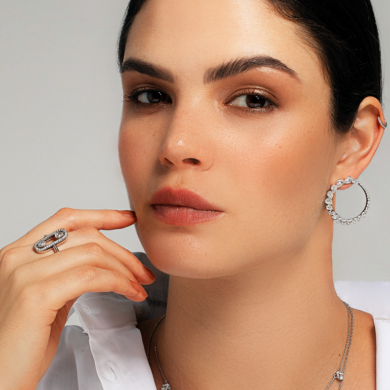 Diamond Graduated Hoop Earrings Buy Earrings Online YESSAYAN