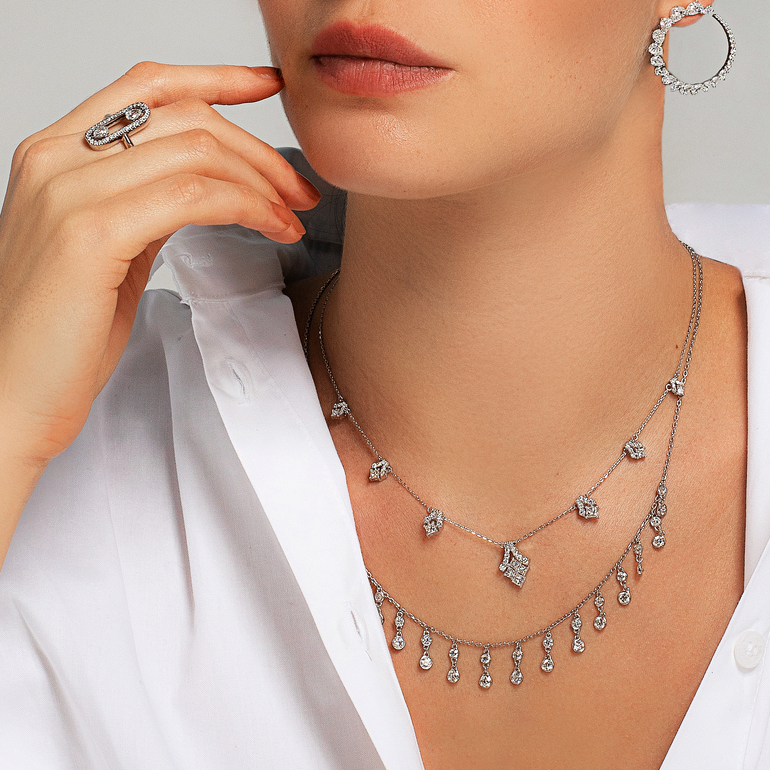 Chandelier Diamond Charm Necklace | Diamond Necklace | Jewellery Design