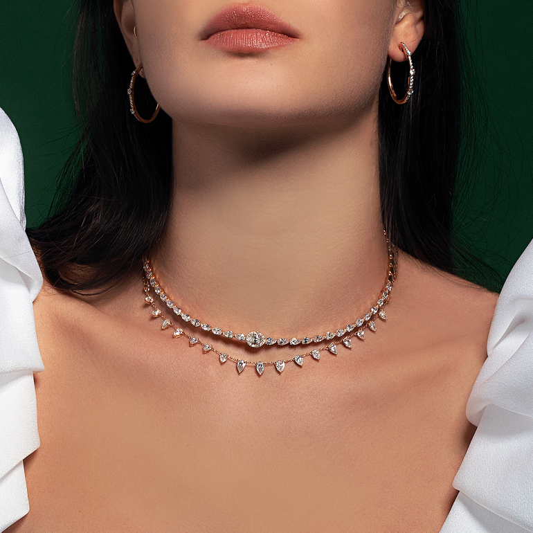 Pear Diamond Charm Necklace | Diamond Necklace | Designer Jewellery Online