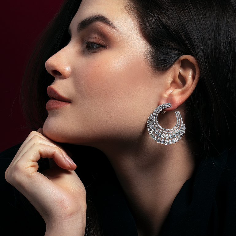 Diamond Dangling Hoop Earrings | Diamond Earring | Diamond Jewellery Online